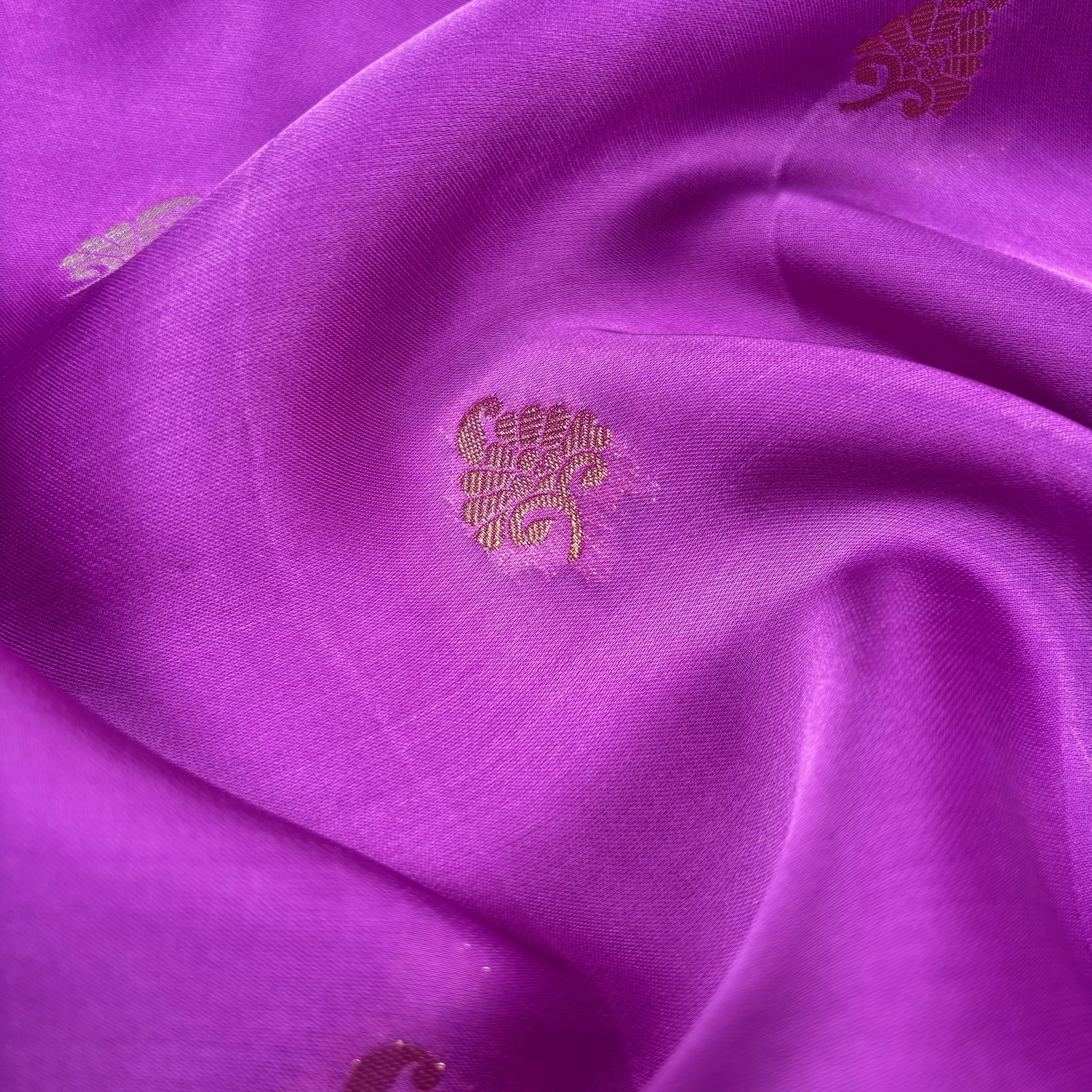 Lilac Banarasi Mashru Satin Silk Saree