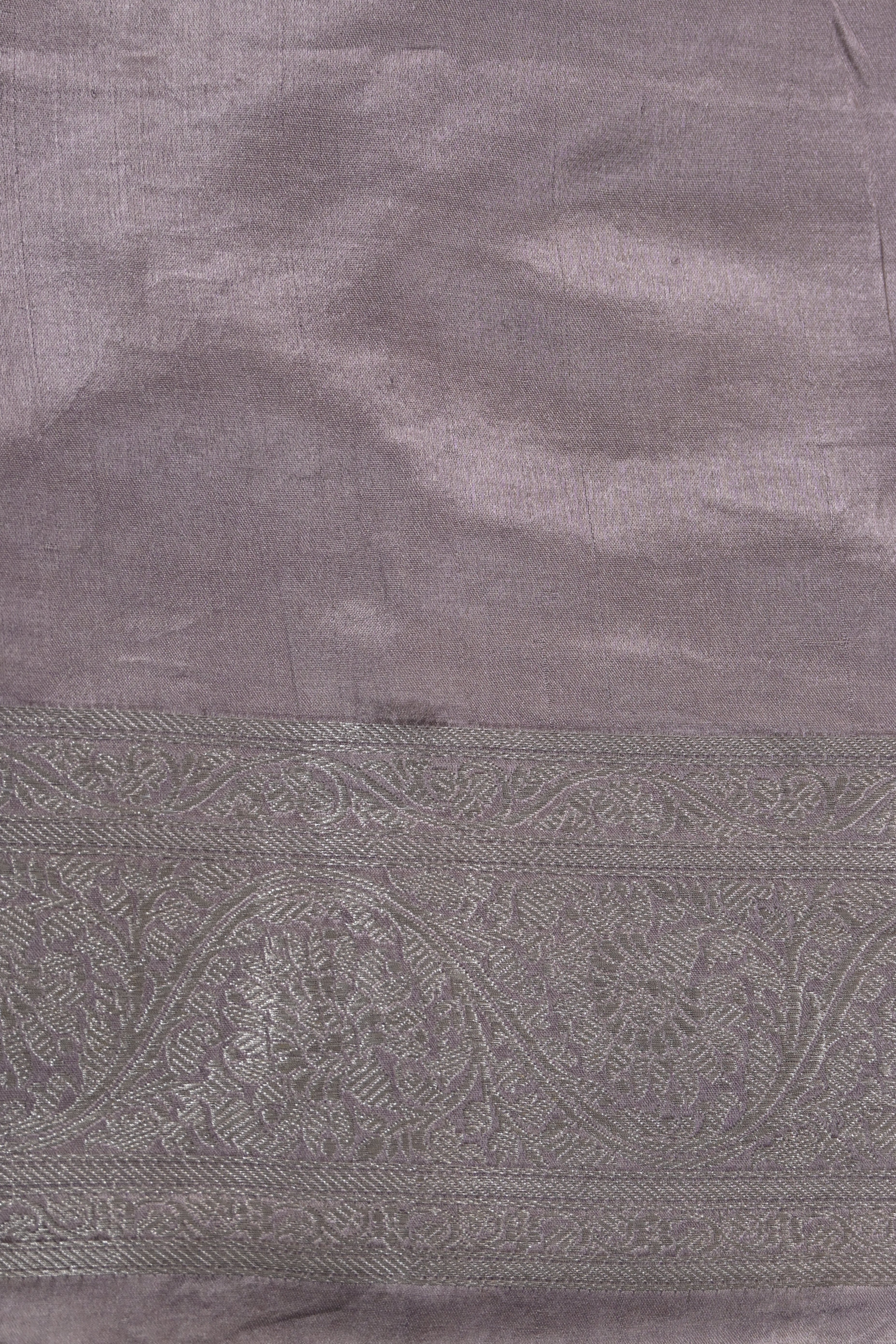 Dusty Lavender Pure Banarasi Satin Mashru Silk Saree