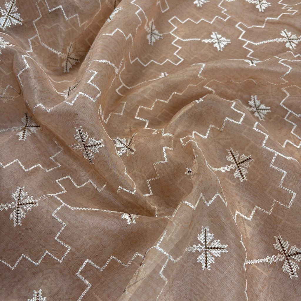 Brown Banarasi Organza Silk Saree
