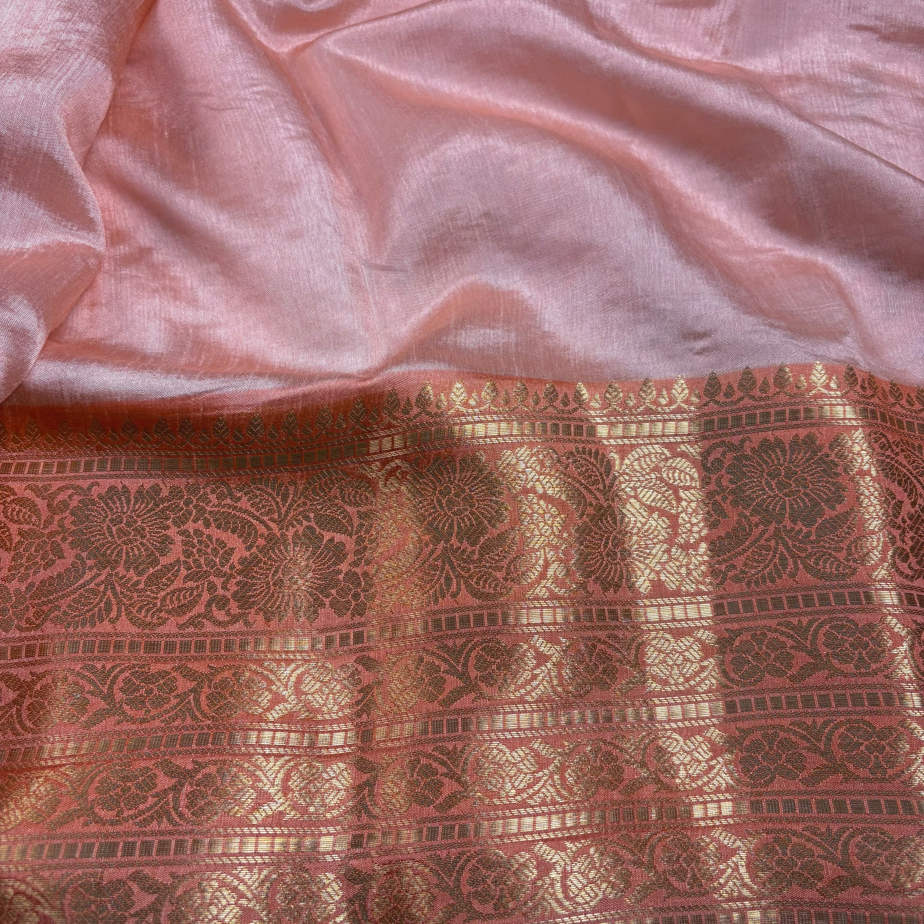 Peach Banarasi Dupion Silk Saree