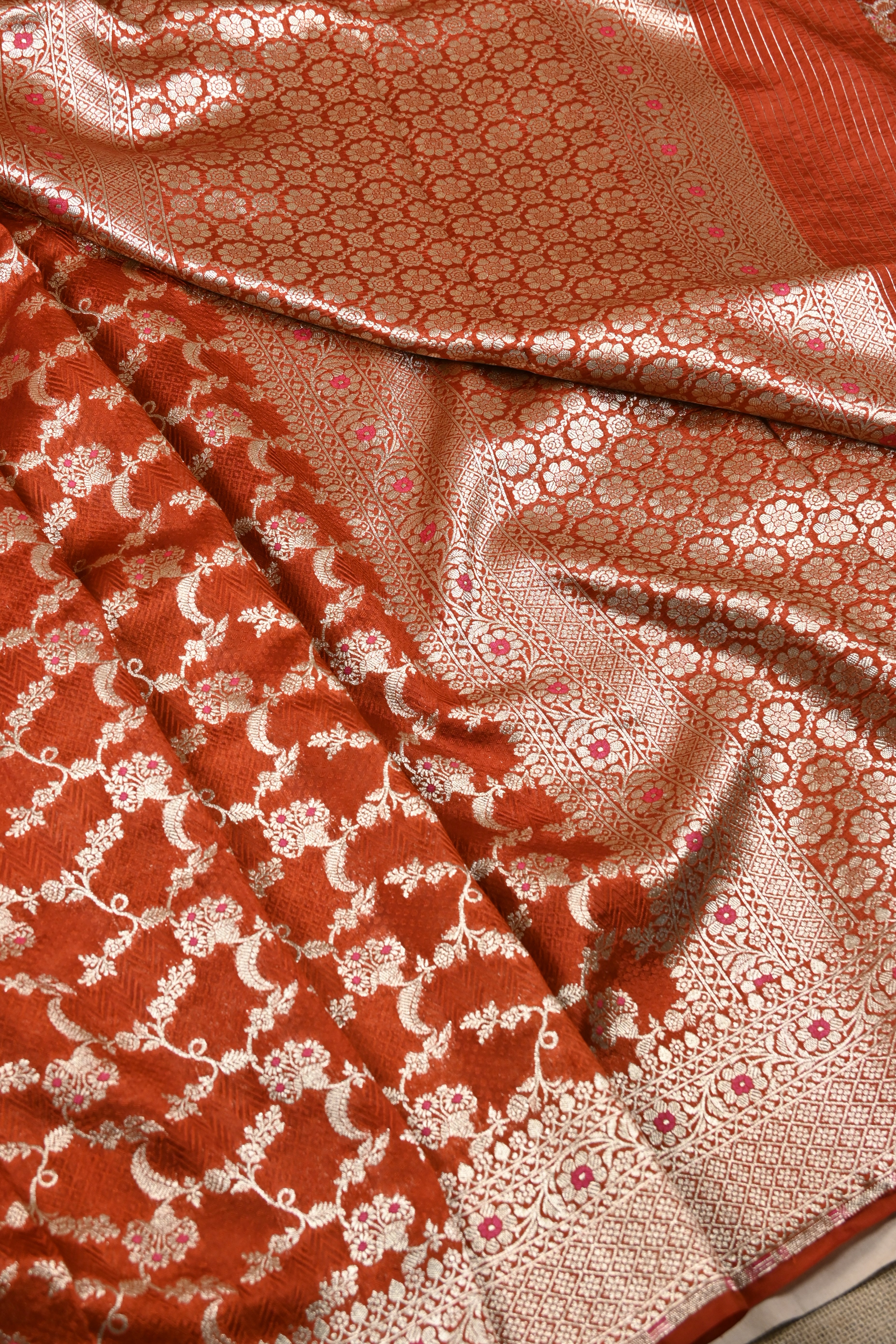Dusty Orange Pure Banarasi Katan Silk Saree
