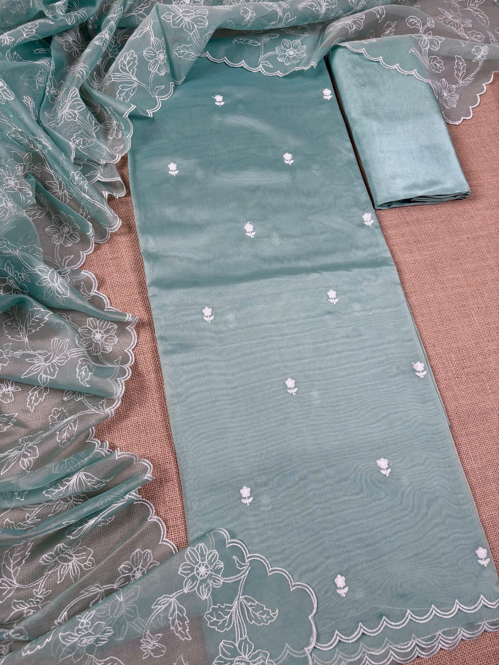 Sea Green Banarasi Softy Organza Silk Suit