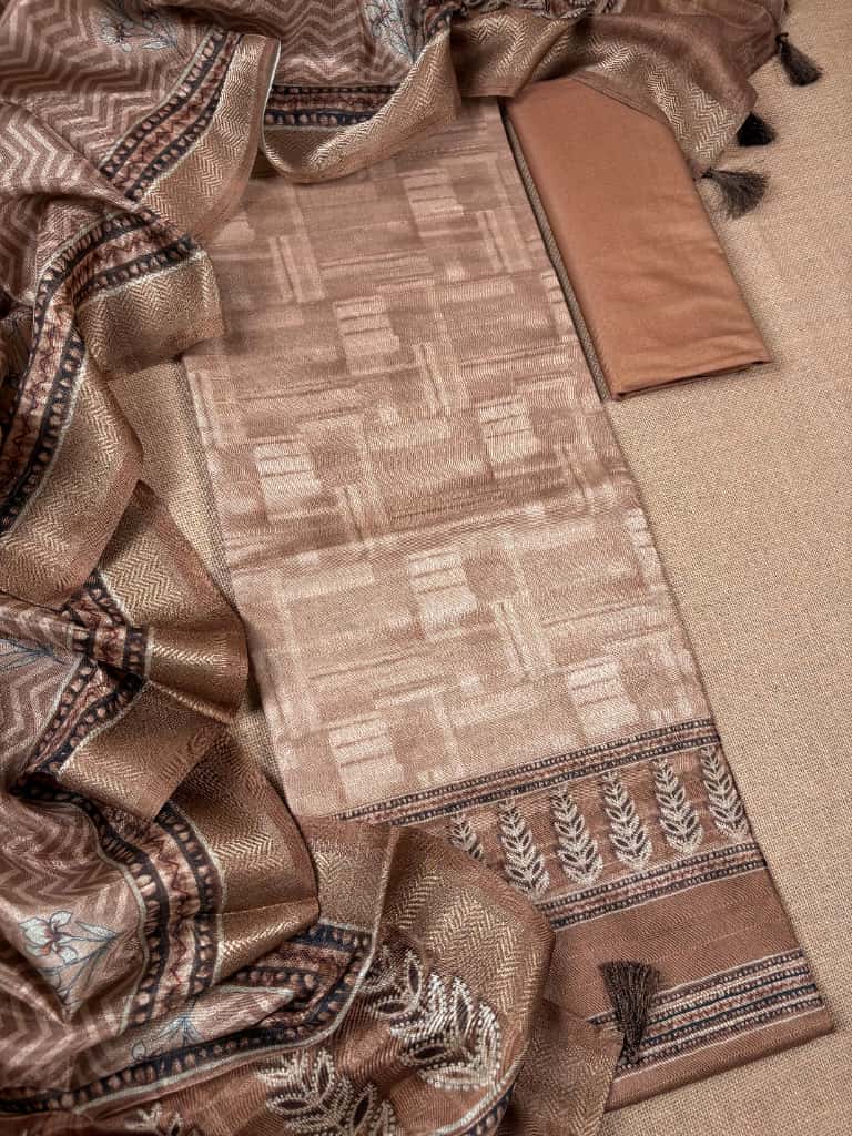Light Brown Banarasi Tussar Silk Suit