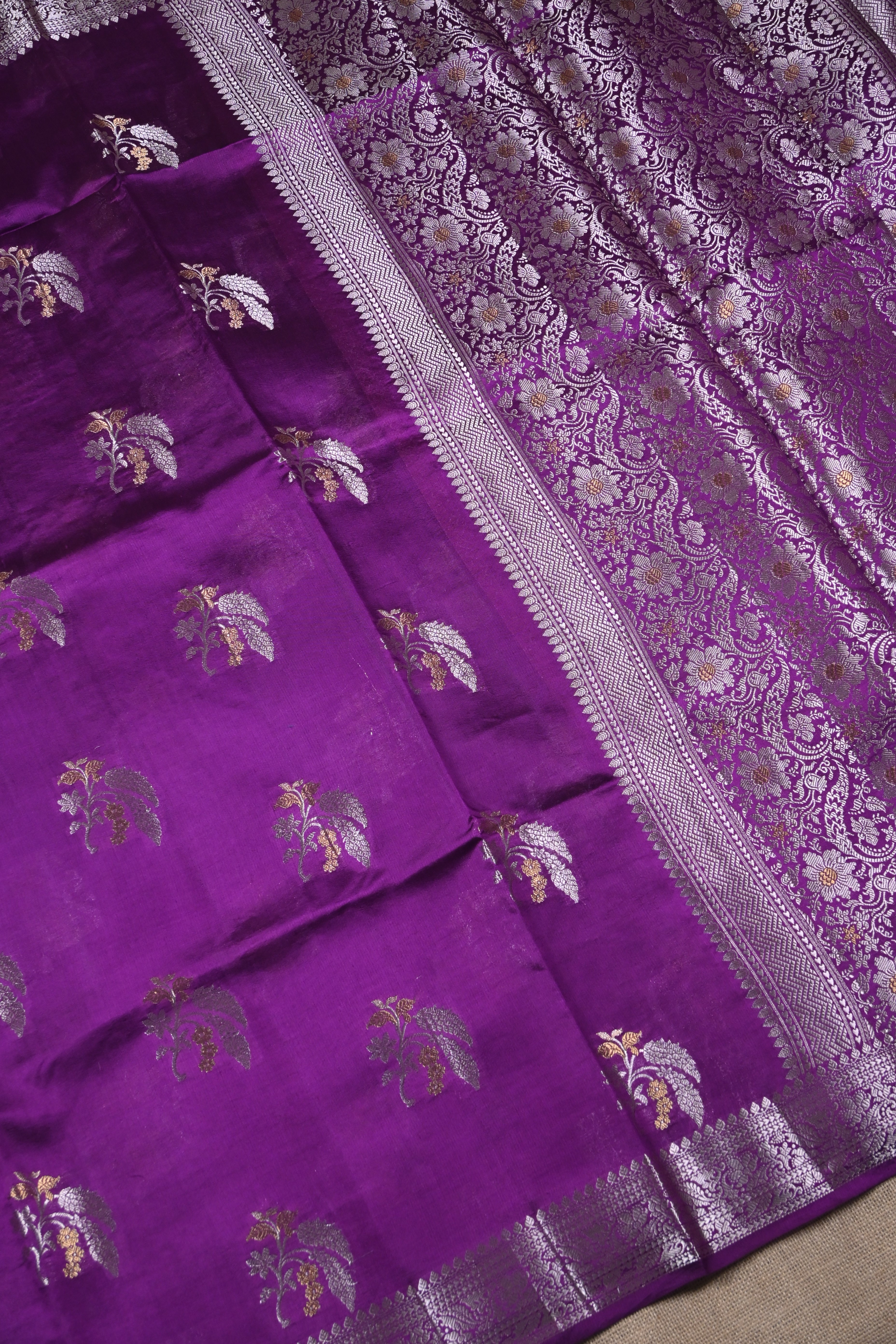 Purple Pure Banarasi Katan Silk Saree