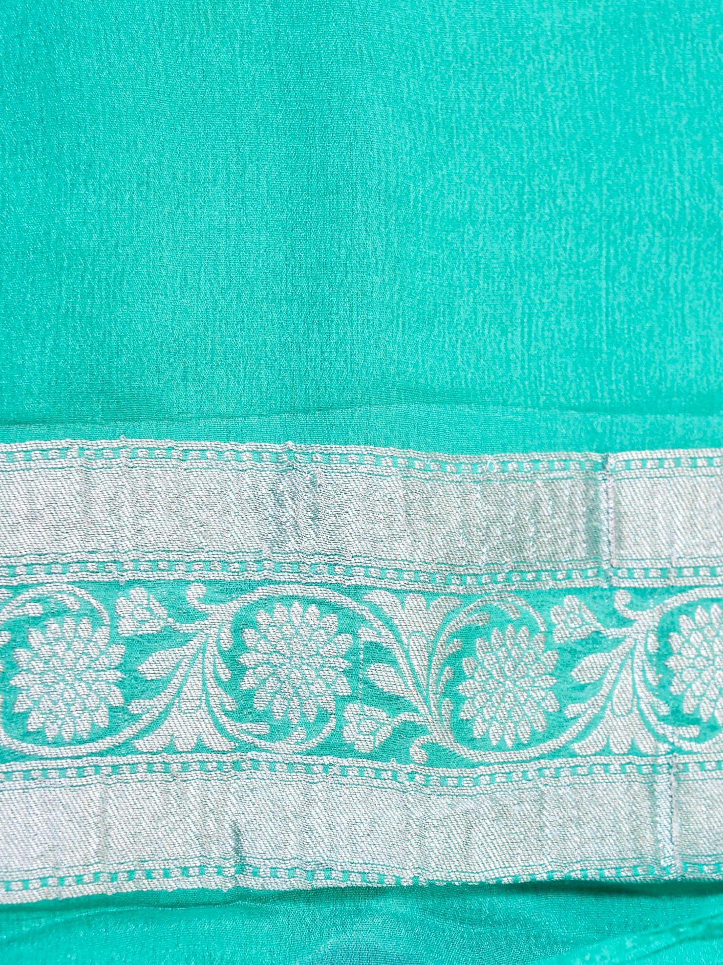 Handwoven Aqua Blue Banarasi Khaddi Silk Saree