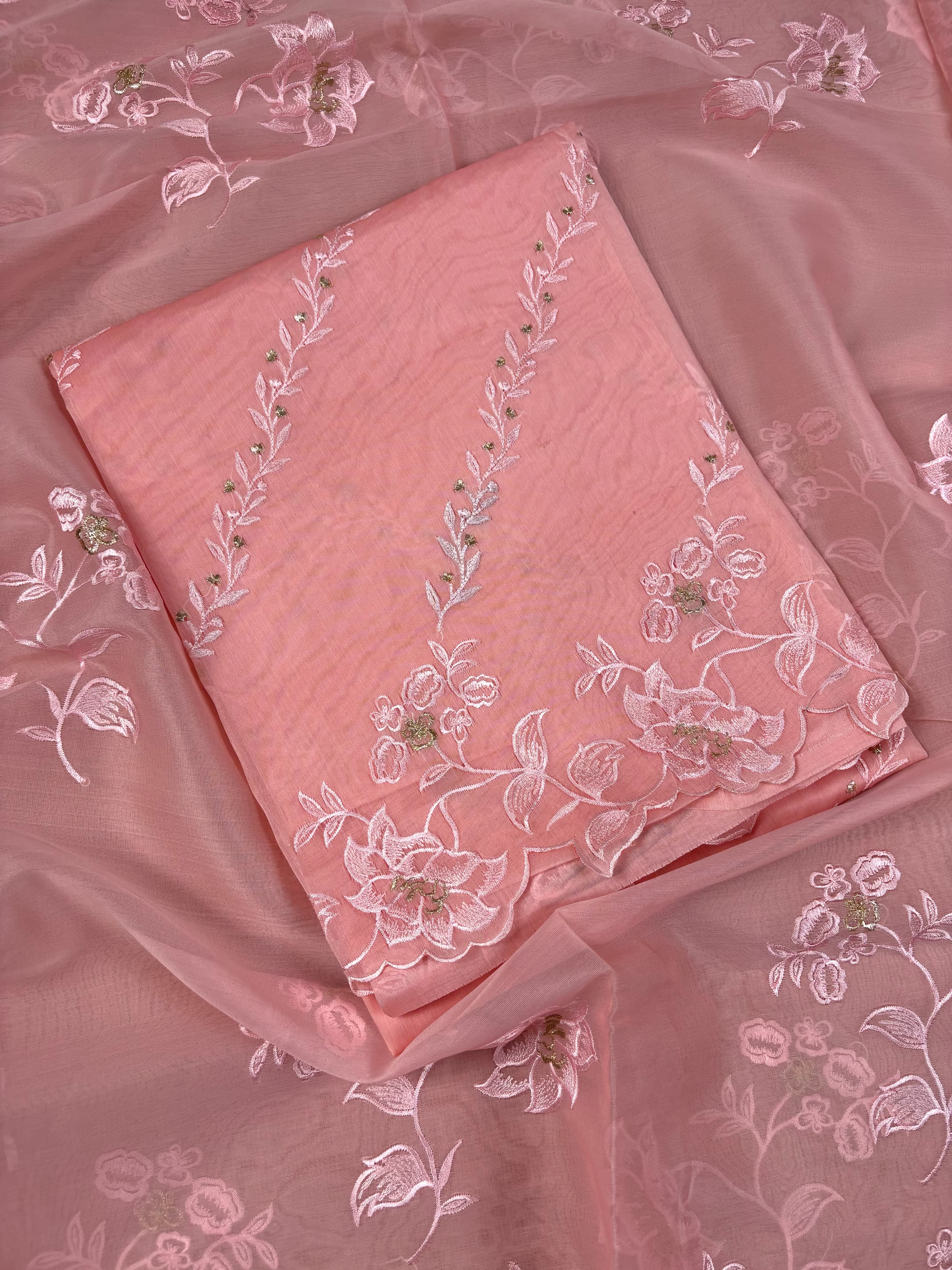 Peach Banarasi Softy Organza Silk Suit