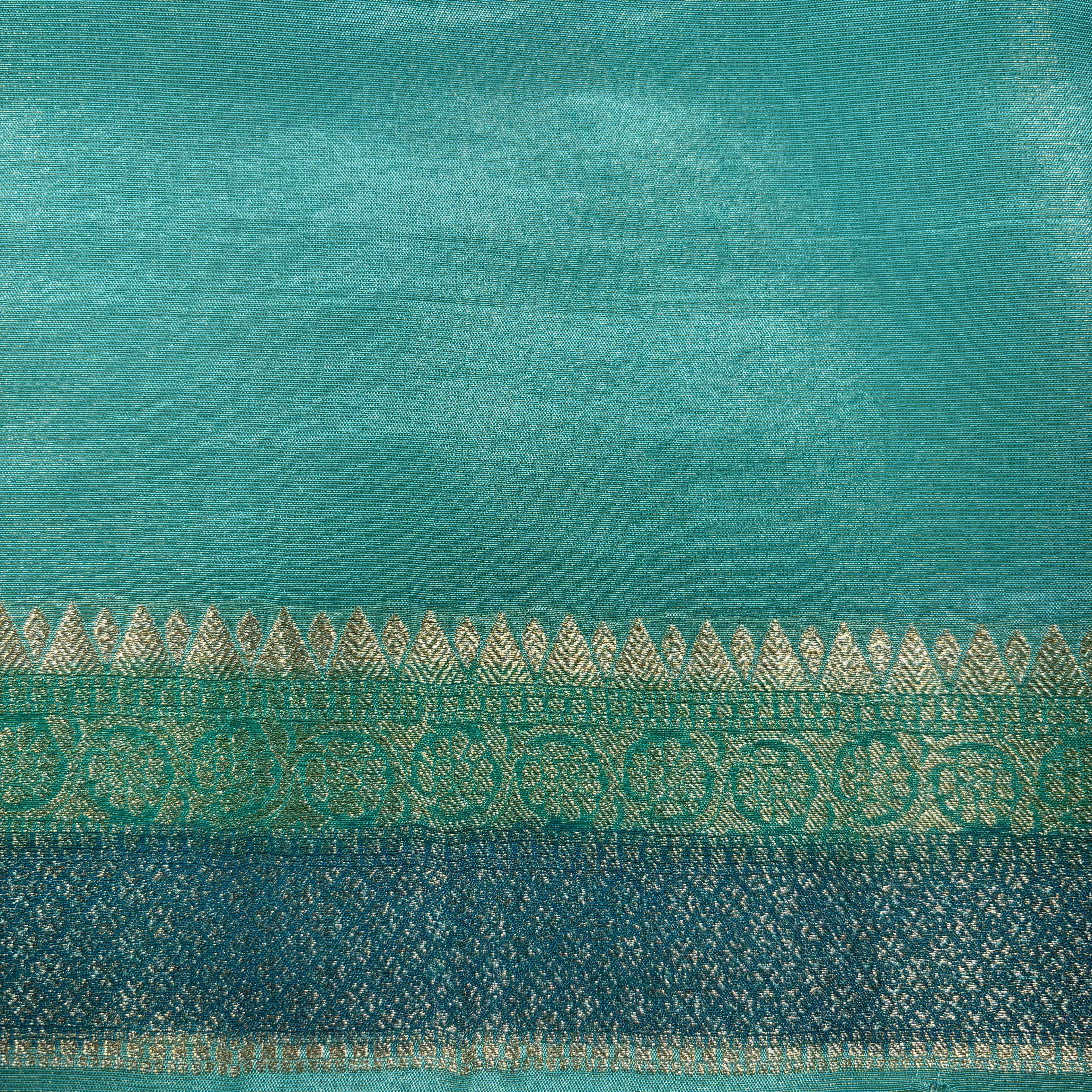 Shi Green Banarasi Rangkat Tissue Georgette Silk Saree