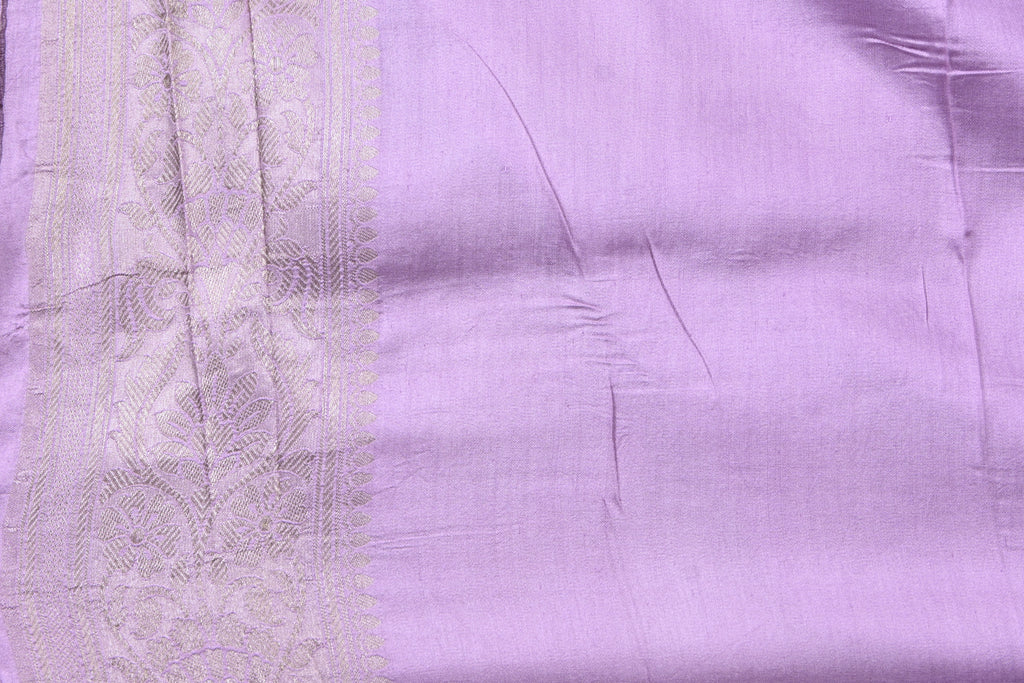 Lilac Pure Banarasi Katan Tissue Silk Saree