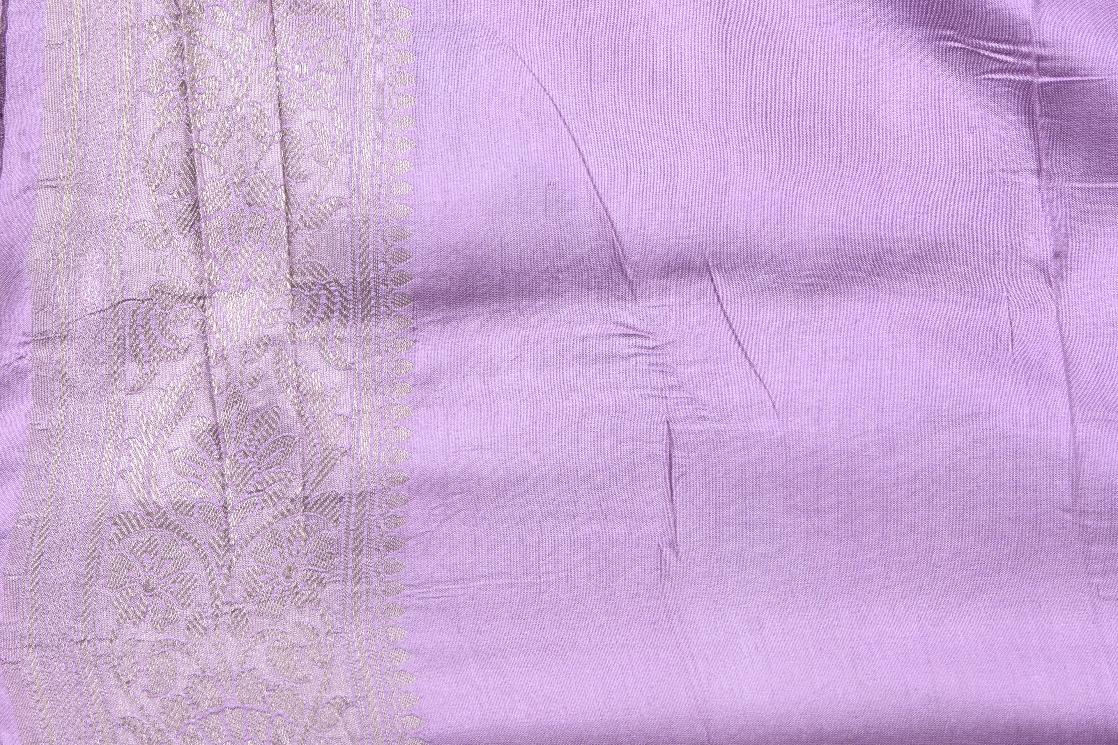 Lilac Pure Banarasi Katan Tissue Silk Saree