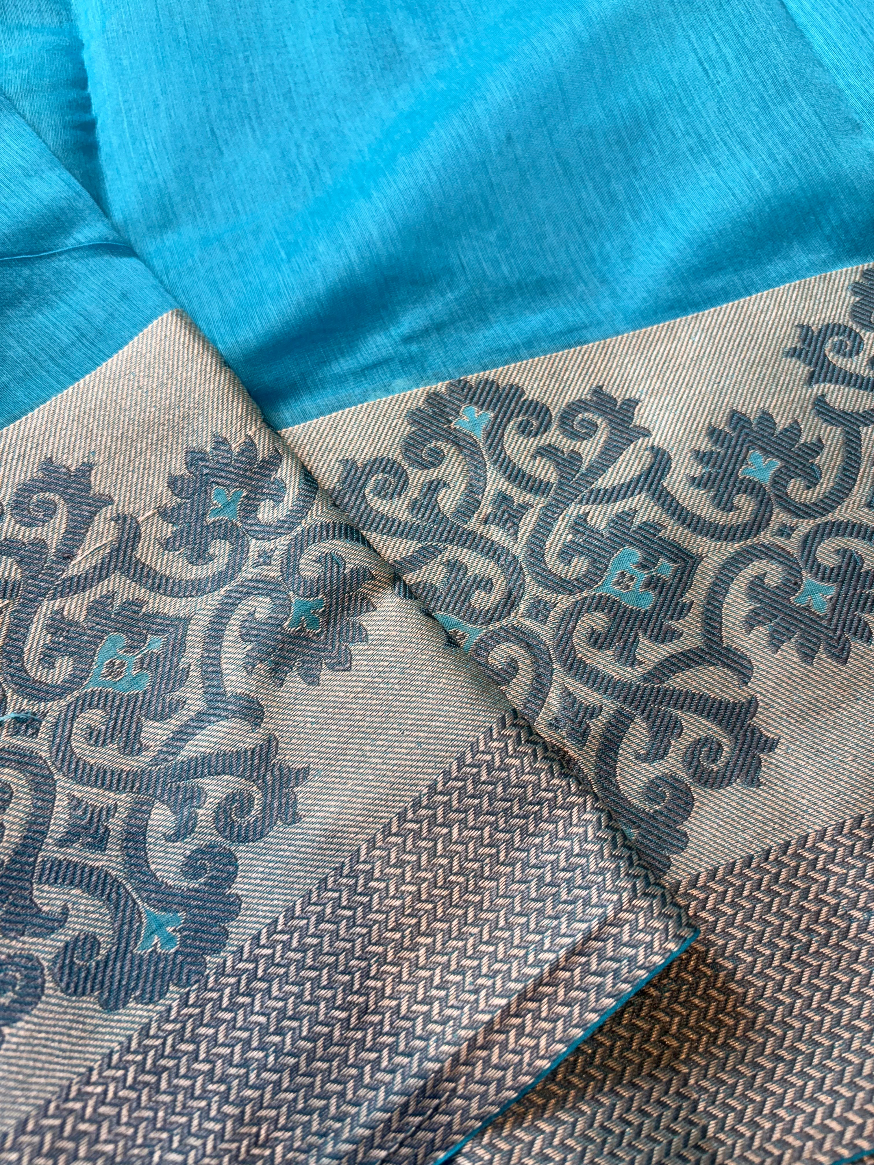 Water Blue Banarasi Fancy Mesrise Saree