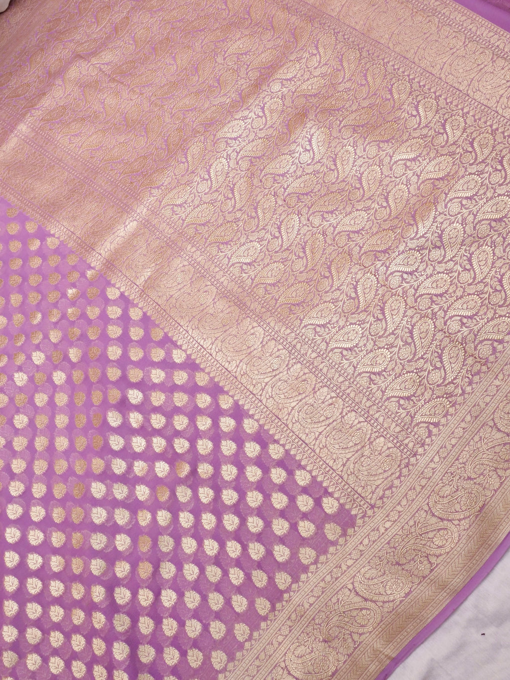 Handwoven Lavender Banarasi Khaddi Silk Saree
