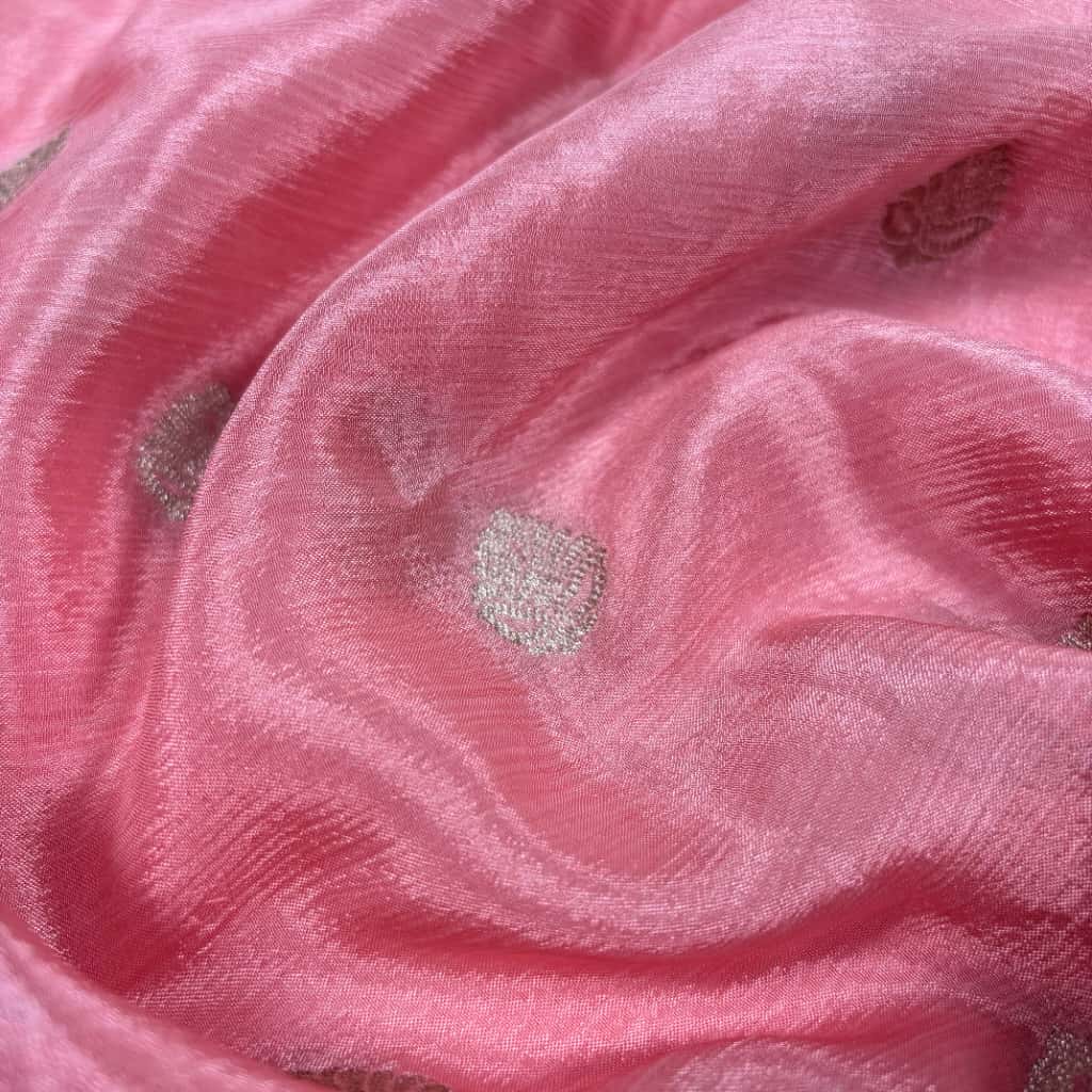 Baby Pink Banarasi Viscose Georgette Silk Saree