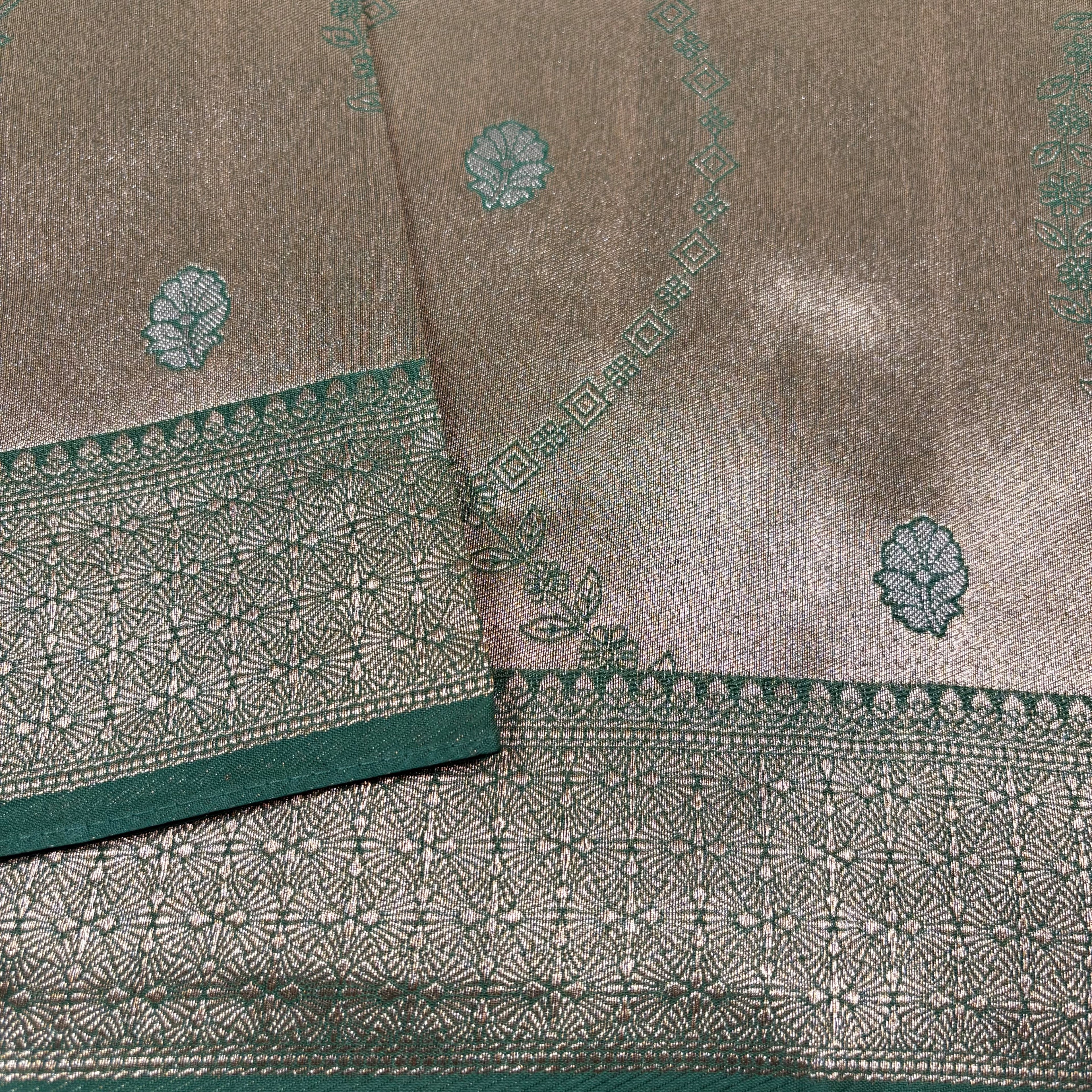 Bottle Green Banarasi Tissue Silk Saree