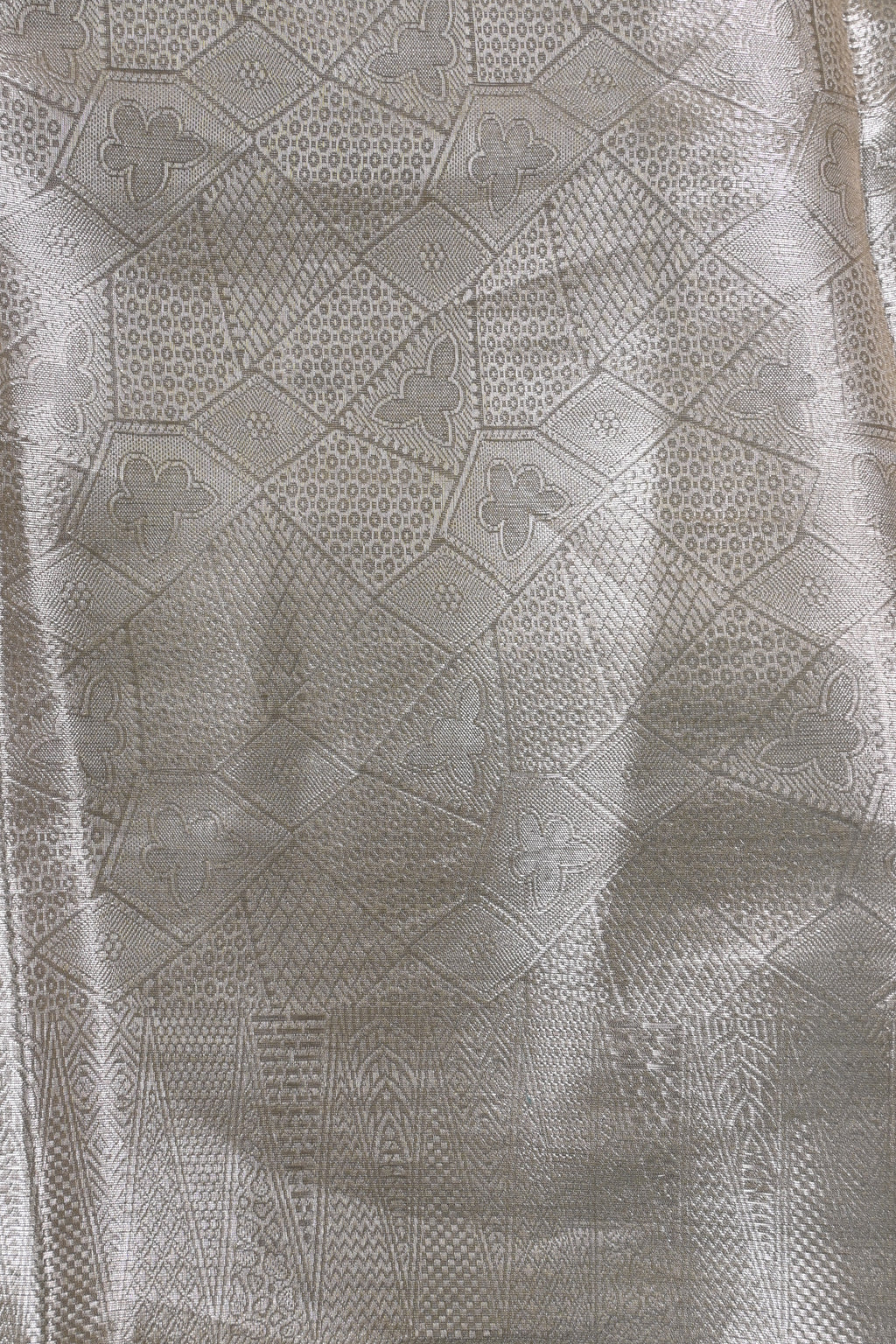 Baby Beige Pure Banarasi Molten Tissue Silk Saree