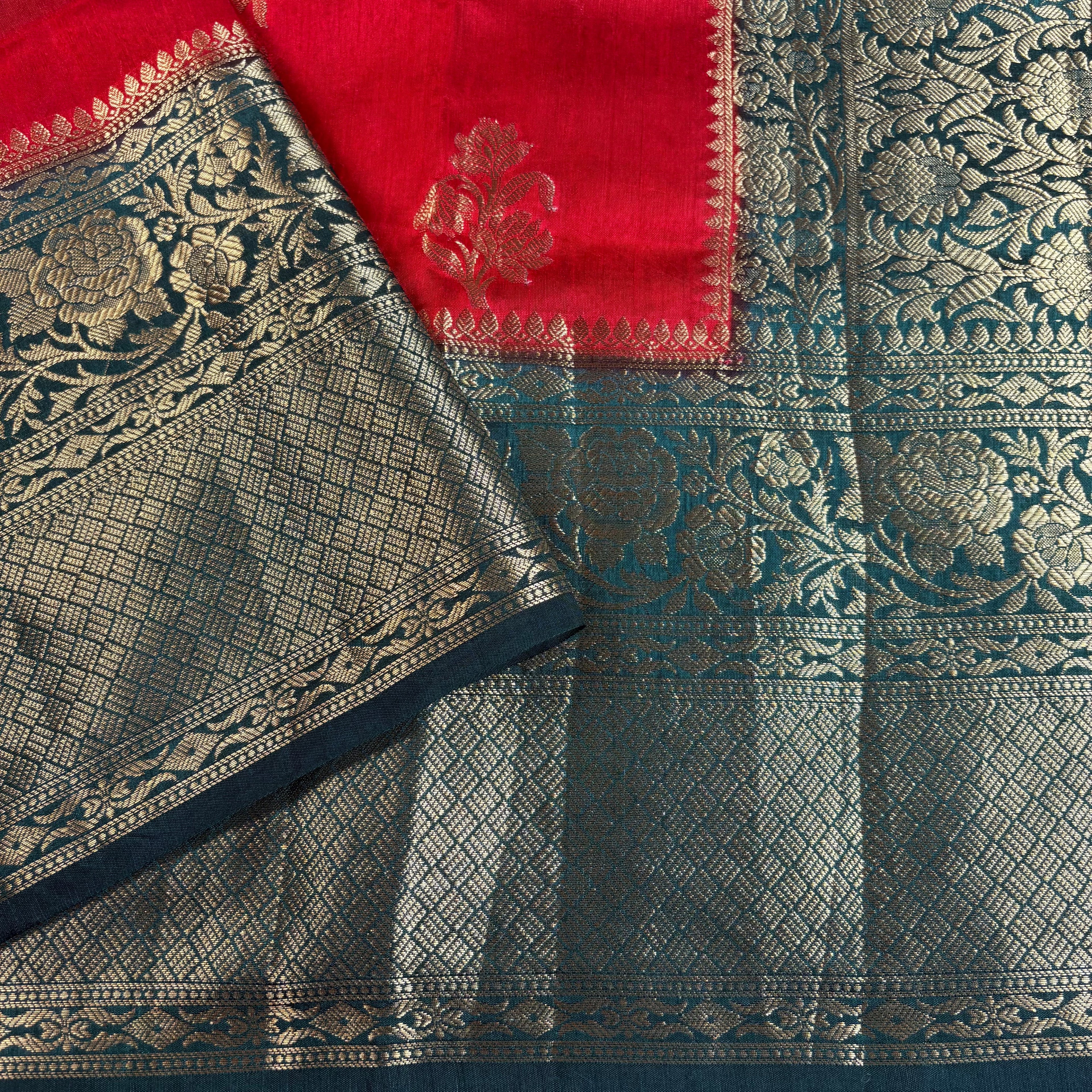 Red Banarasi Dupiyan Silk Saree