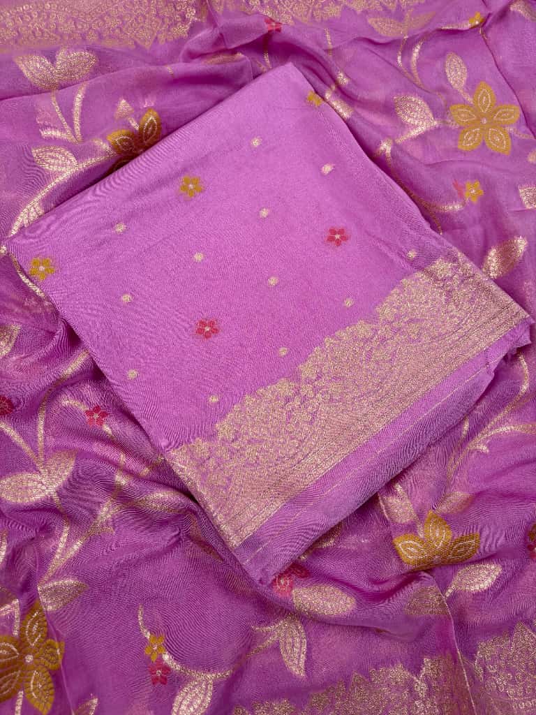Pink Banarasi Georgette Suit