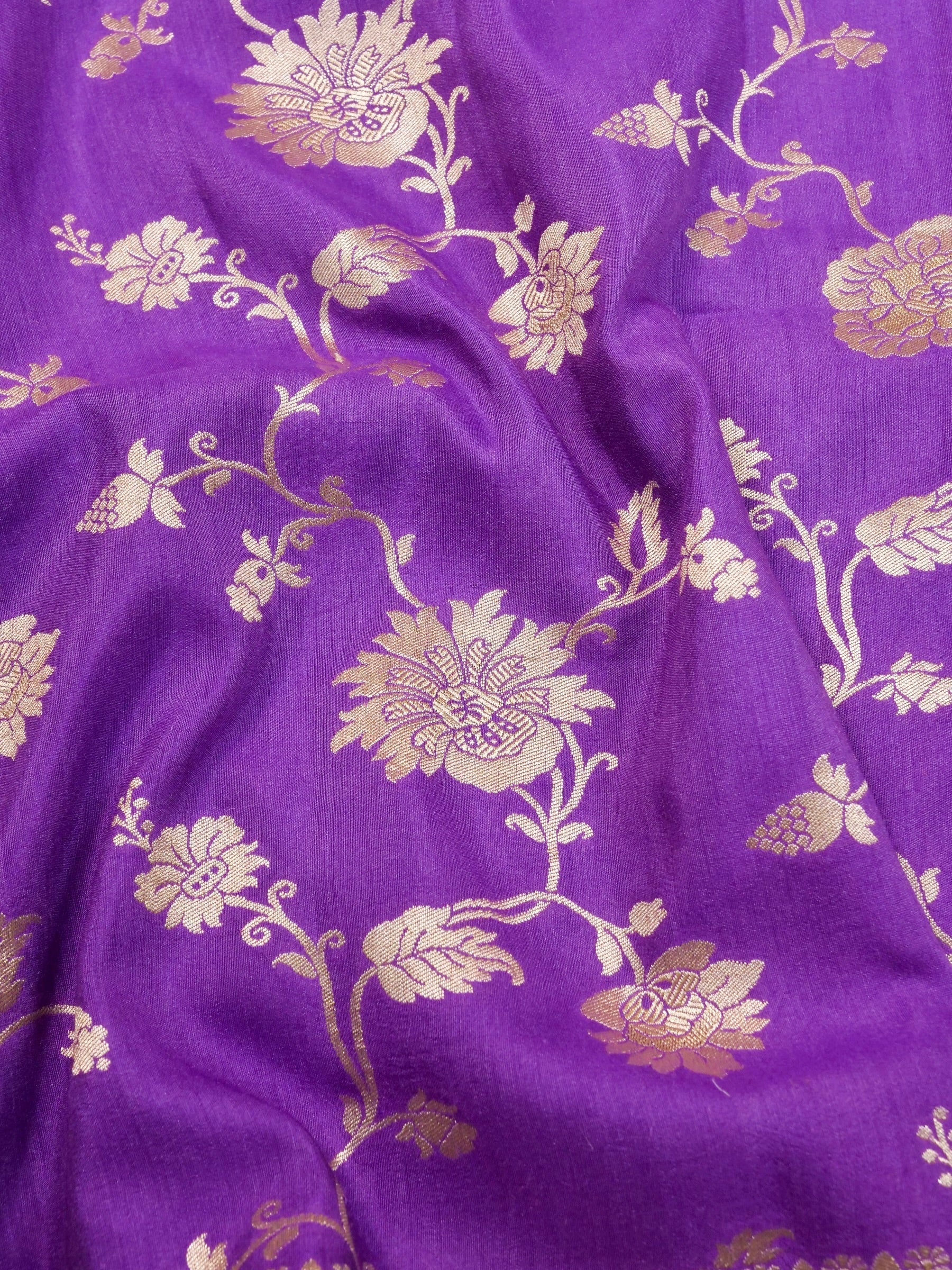 Handwoven Purple Banarasi Monga Silk Saree