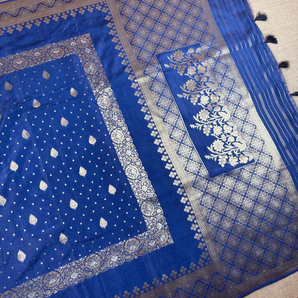 Royal Blue Banarasi Mango Silk Alfi Saree
