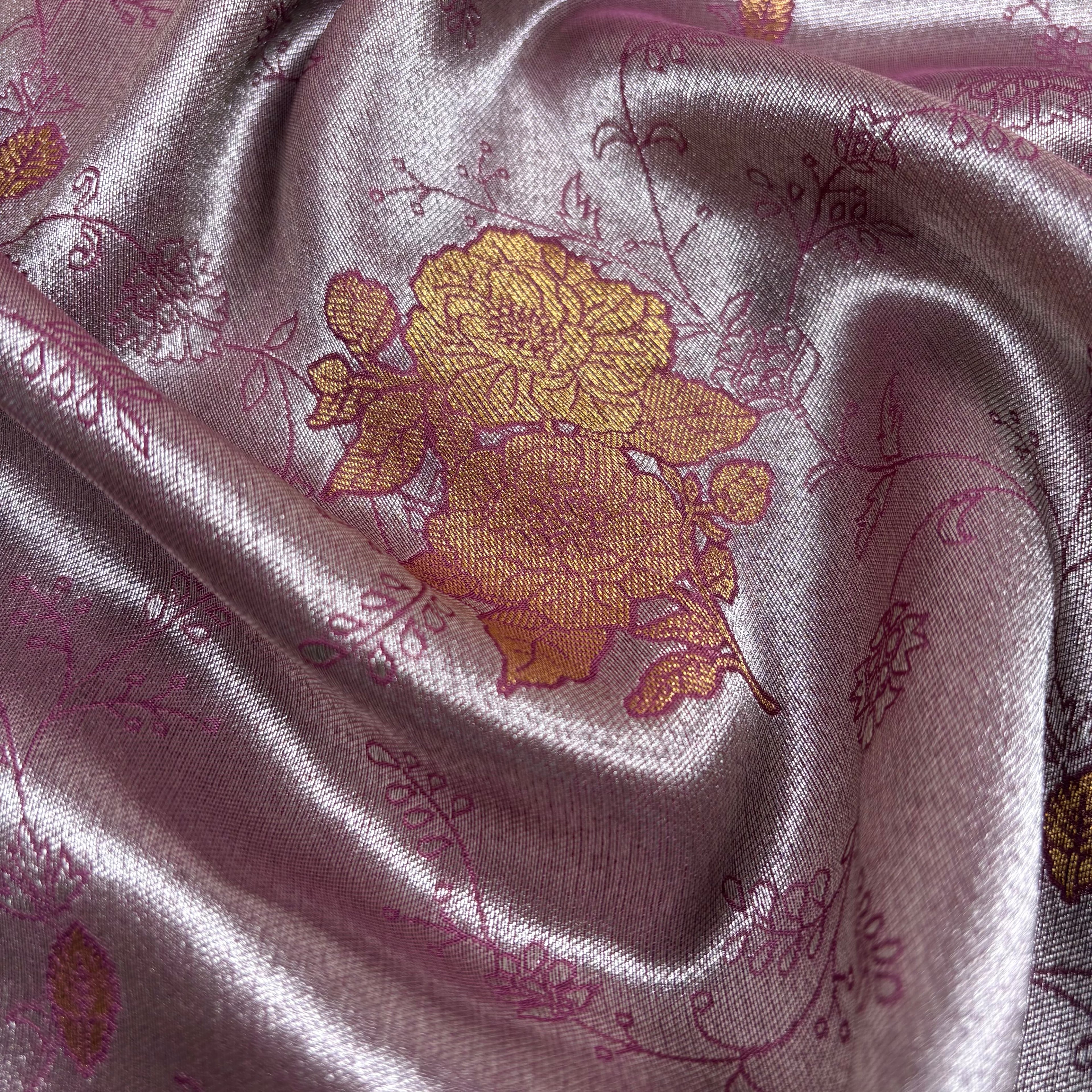 Maroon Banarasi Katan Tissue Alfi Silk Saree