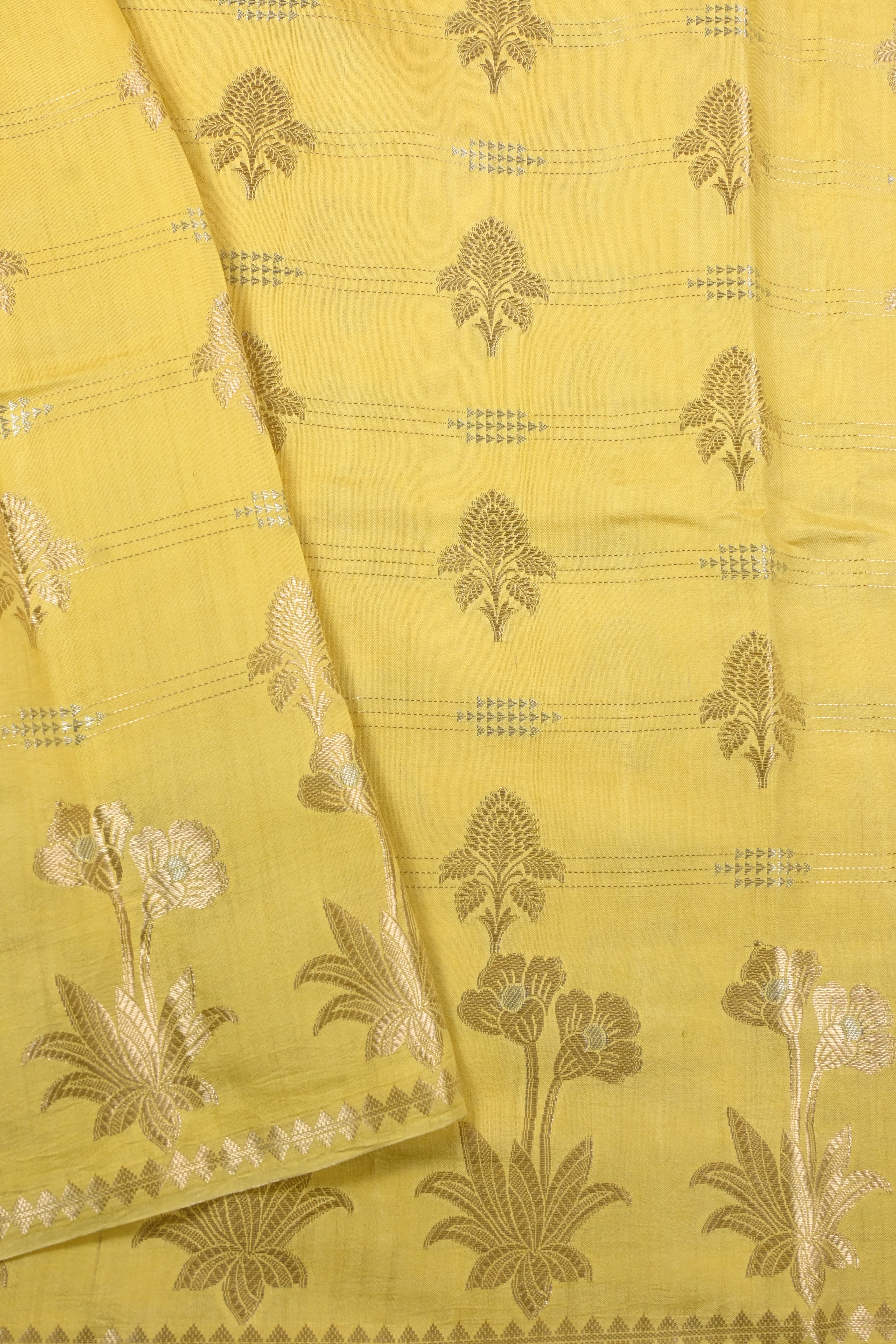 Yellow Pure Banarasi Moonga Silk Saree