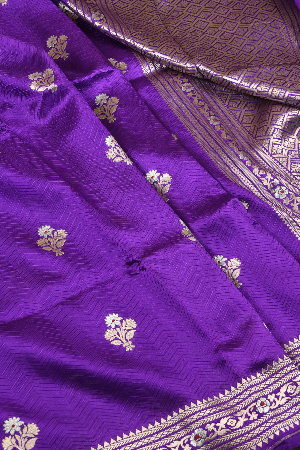 Purple Pure Banarasi Katan Silk Saree