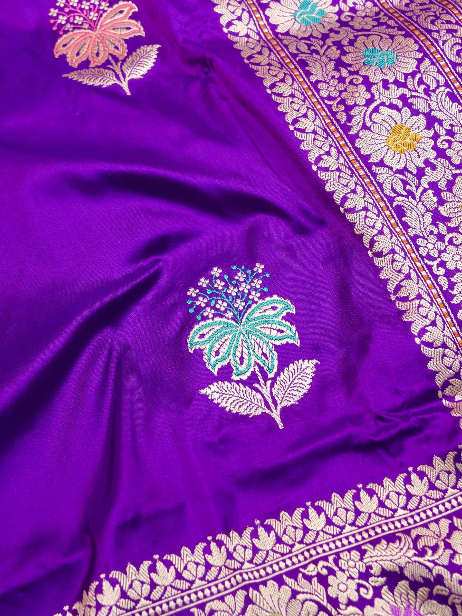 Handwoven Purple Banarasi Katan Silk Saree