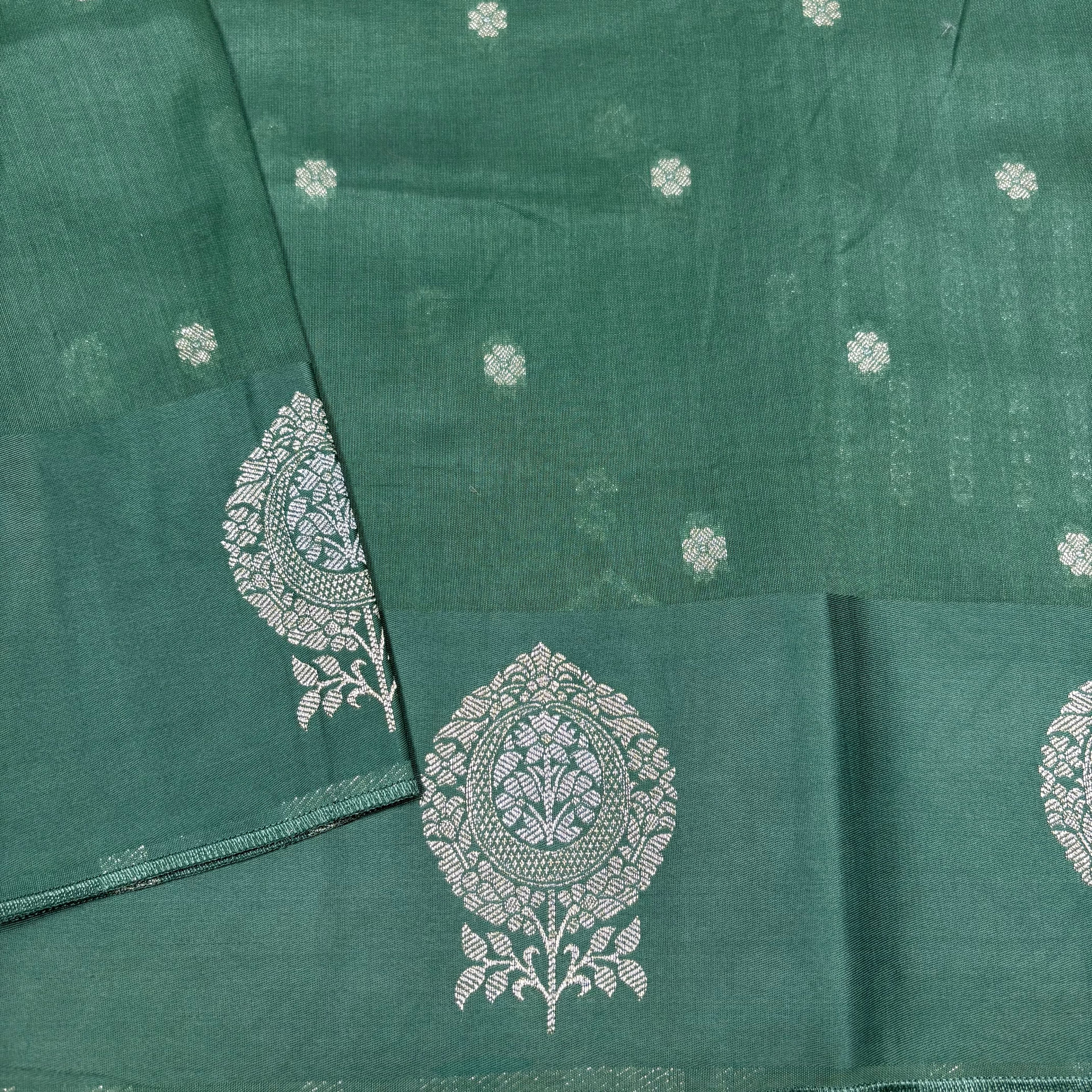 Olive Green Banarasi Mashru Silk Saree
