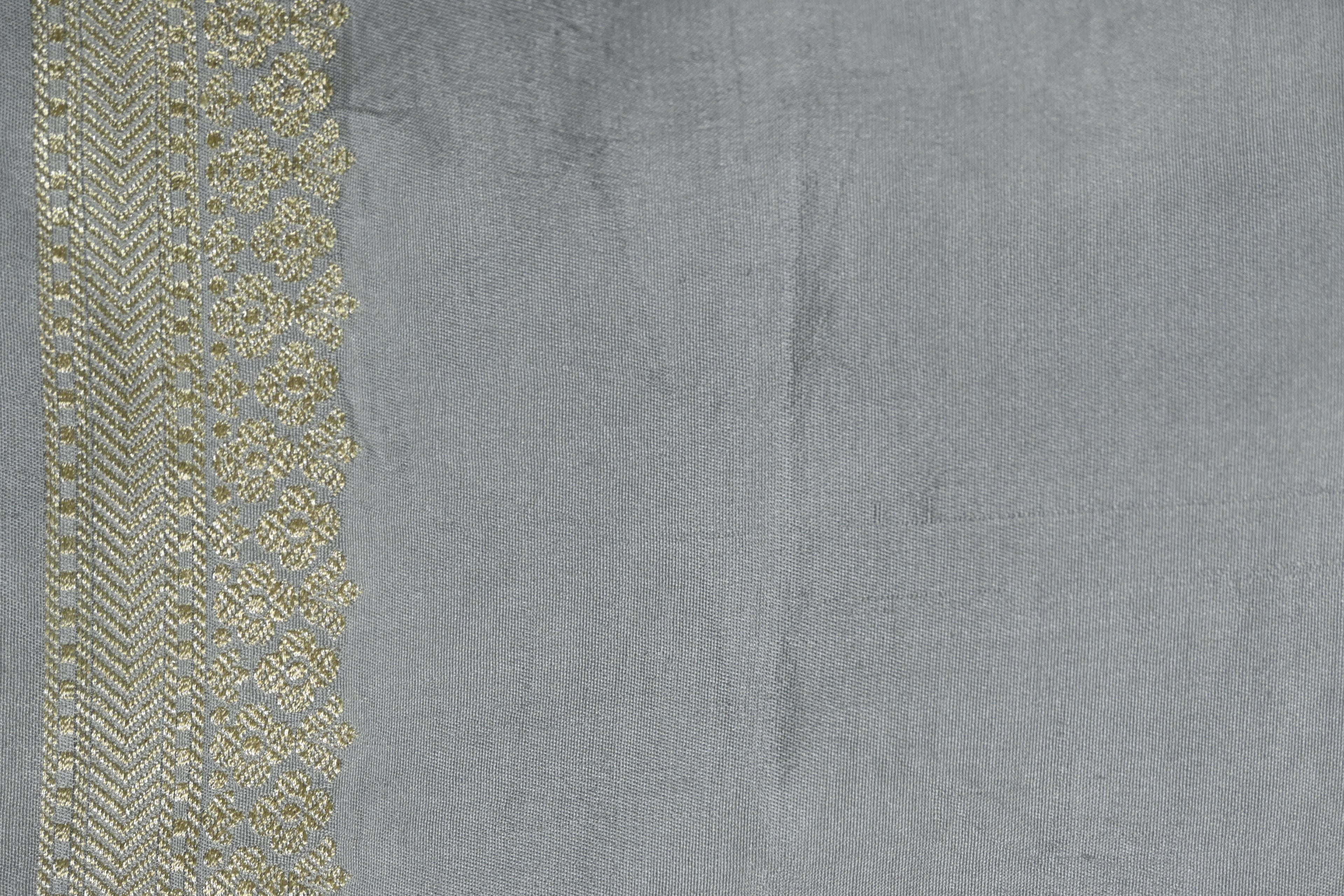 Grey Pure Banarasi Satin Mashru Silk Saree