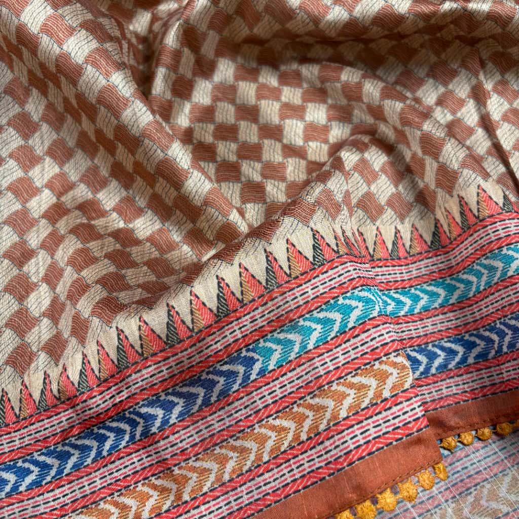 Chocolate Brown Banarasi Tussar Matka