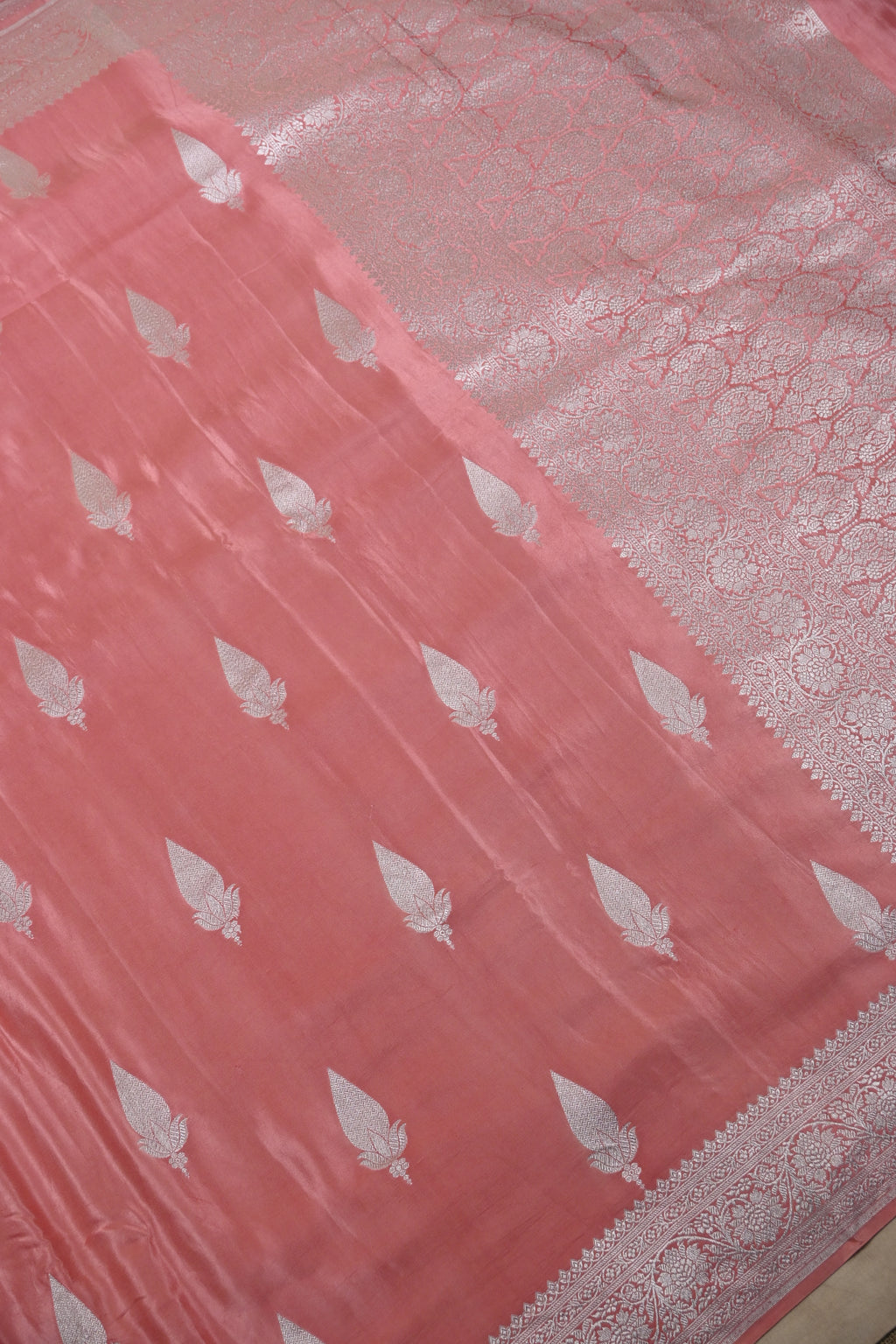 Dusty Pink Pure Banarasi Satin Mashru Silk Saree