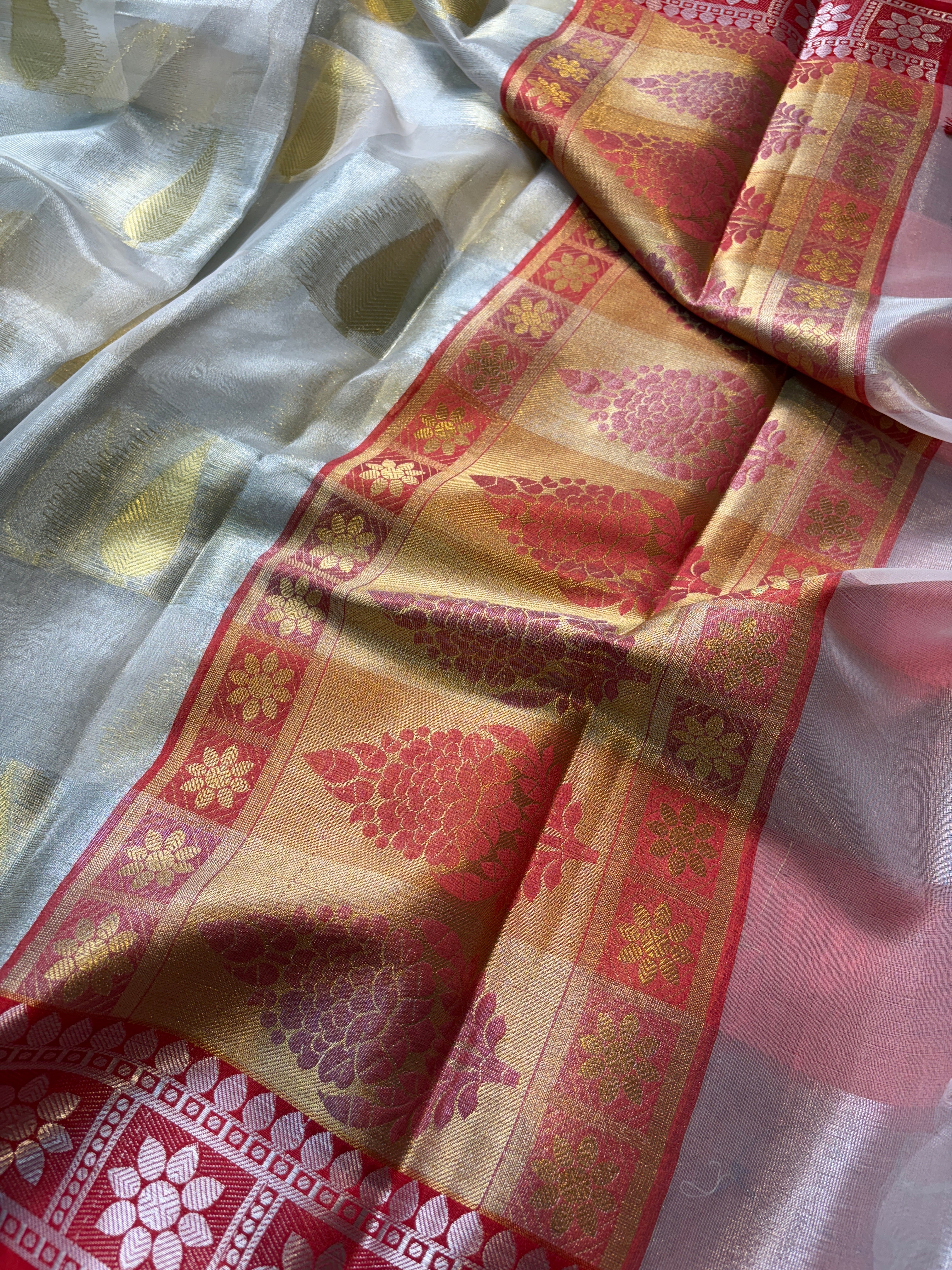 Sky Blue Banarasi Tissue Silk Saree