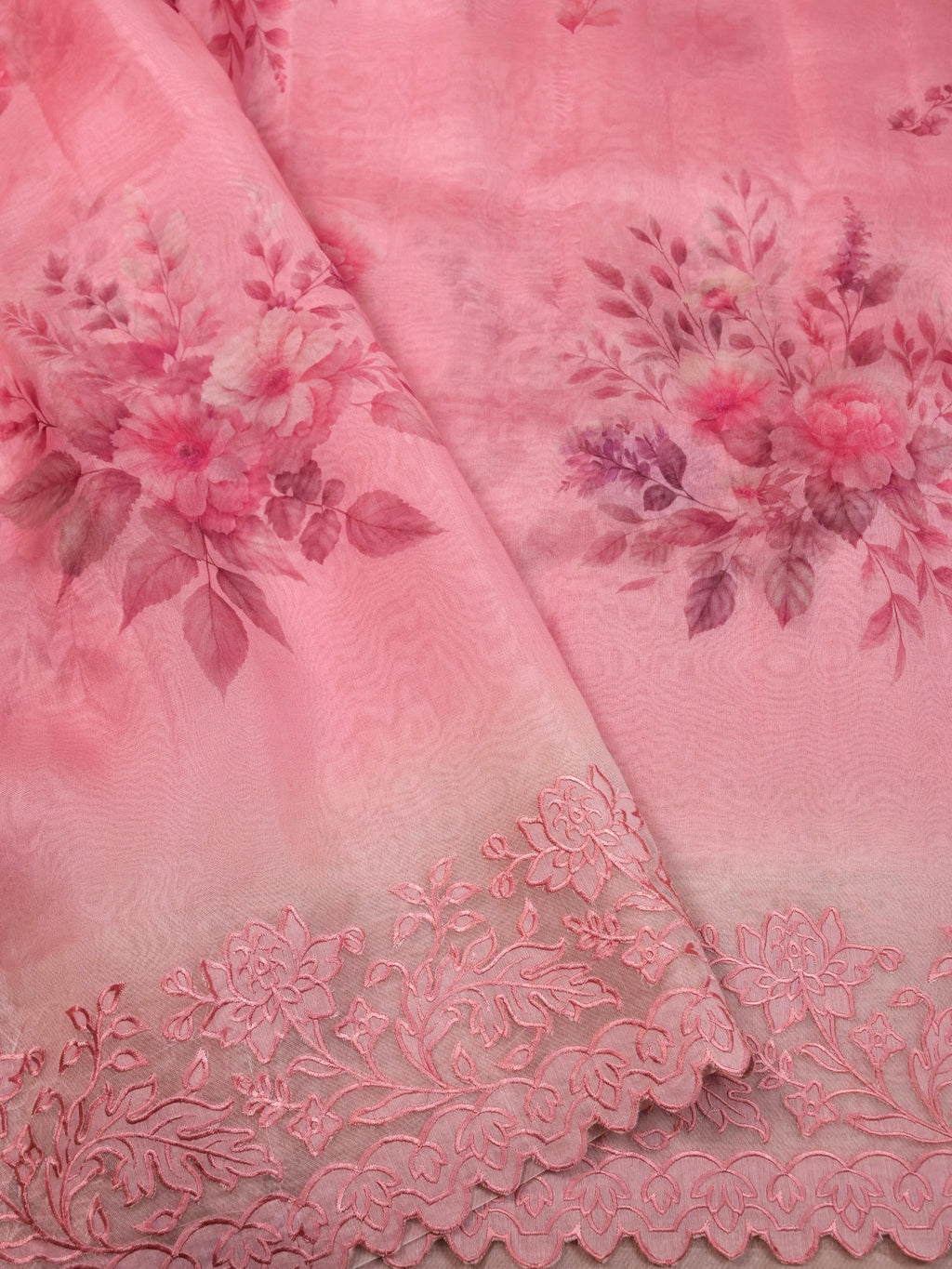 Handwoven Baby Pink Banarasi Organza Silk Saree