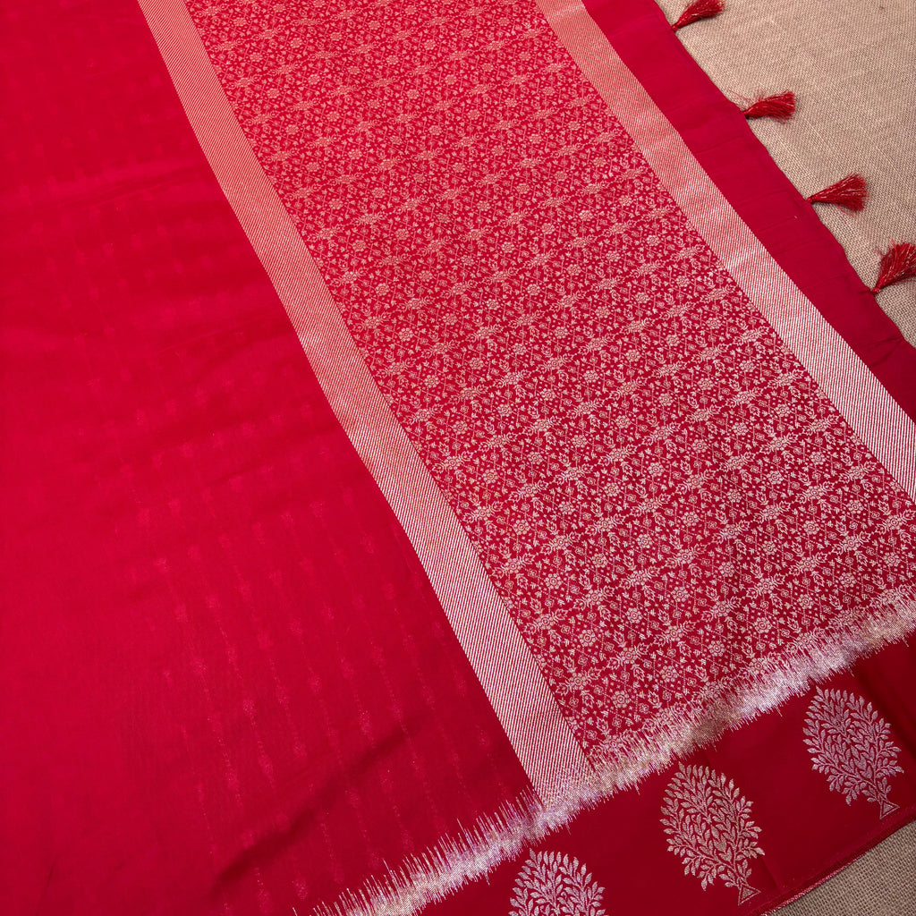 Red Banarasi Katan Silk Saree
