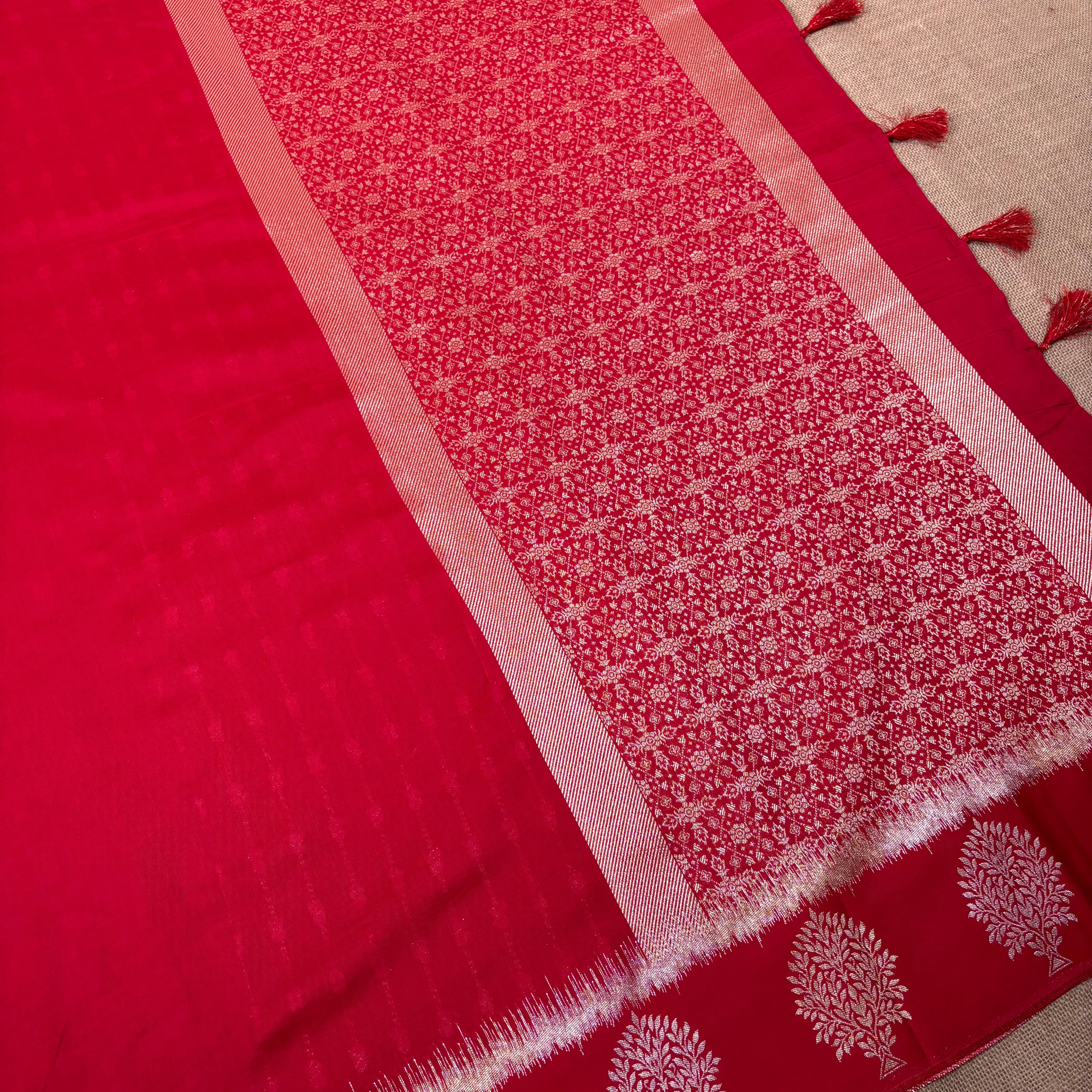 Red Banarasi Katan Silk Saree