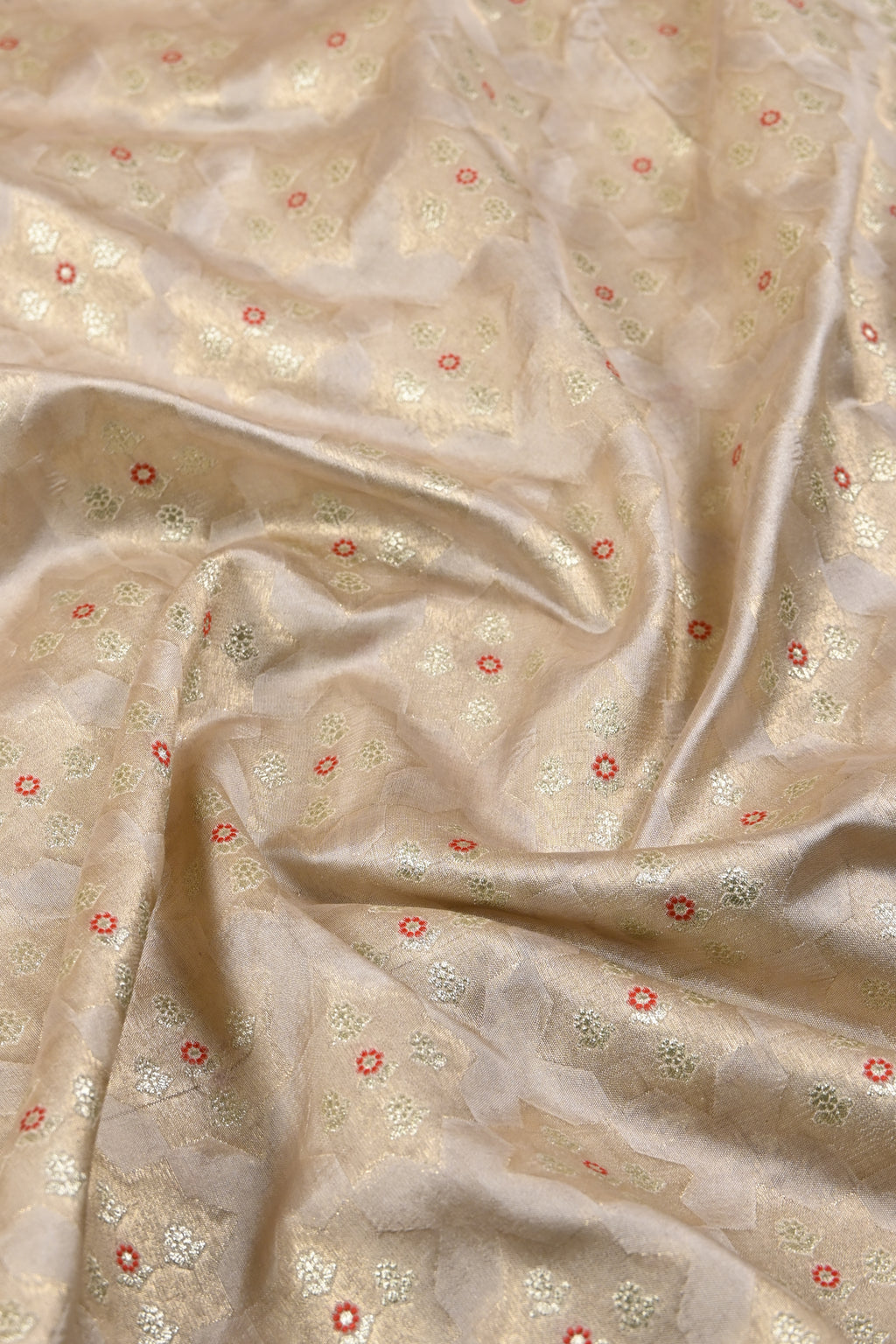 Beige Pure Banarasi Katan Silk Saree