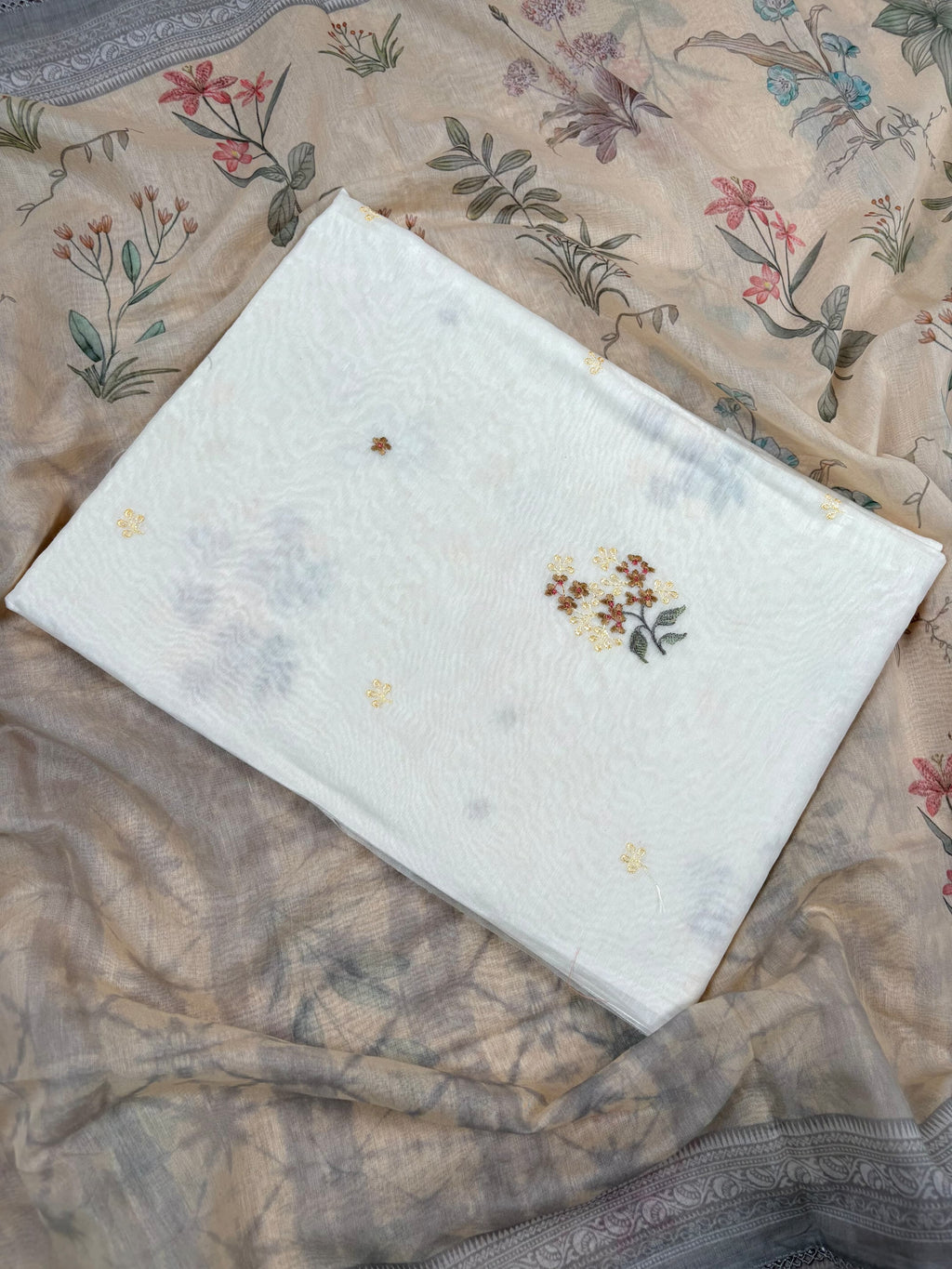 White Banarasi Tissue Silk Suit