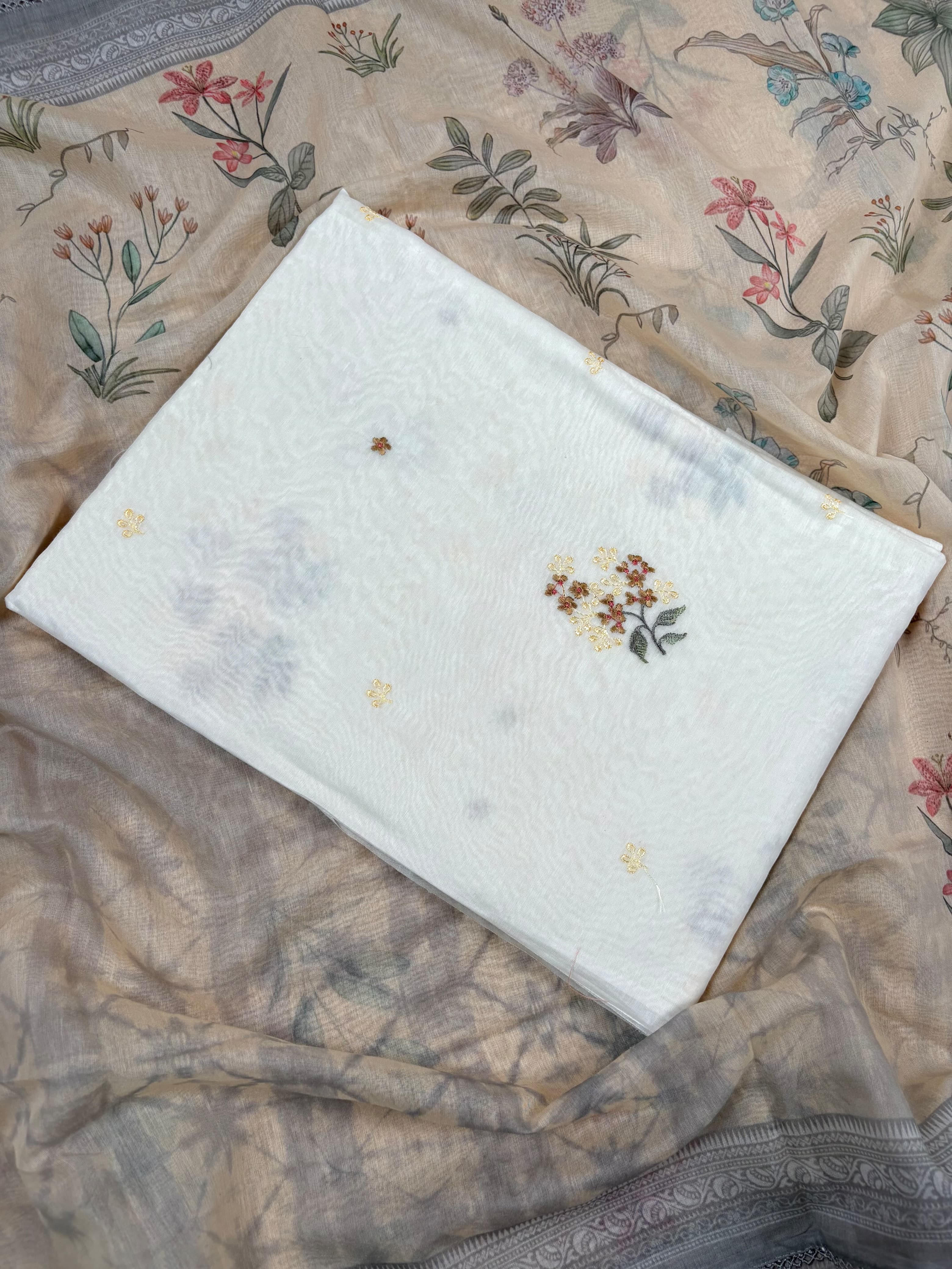 White Banarasi Tissue Silk Suit