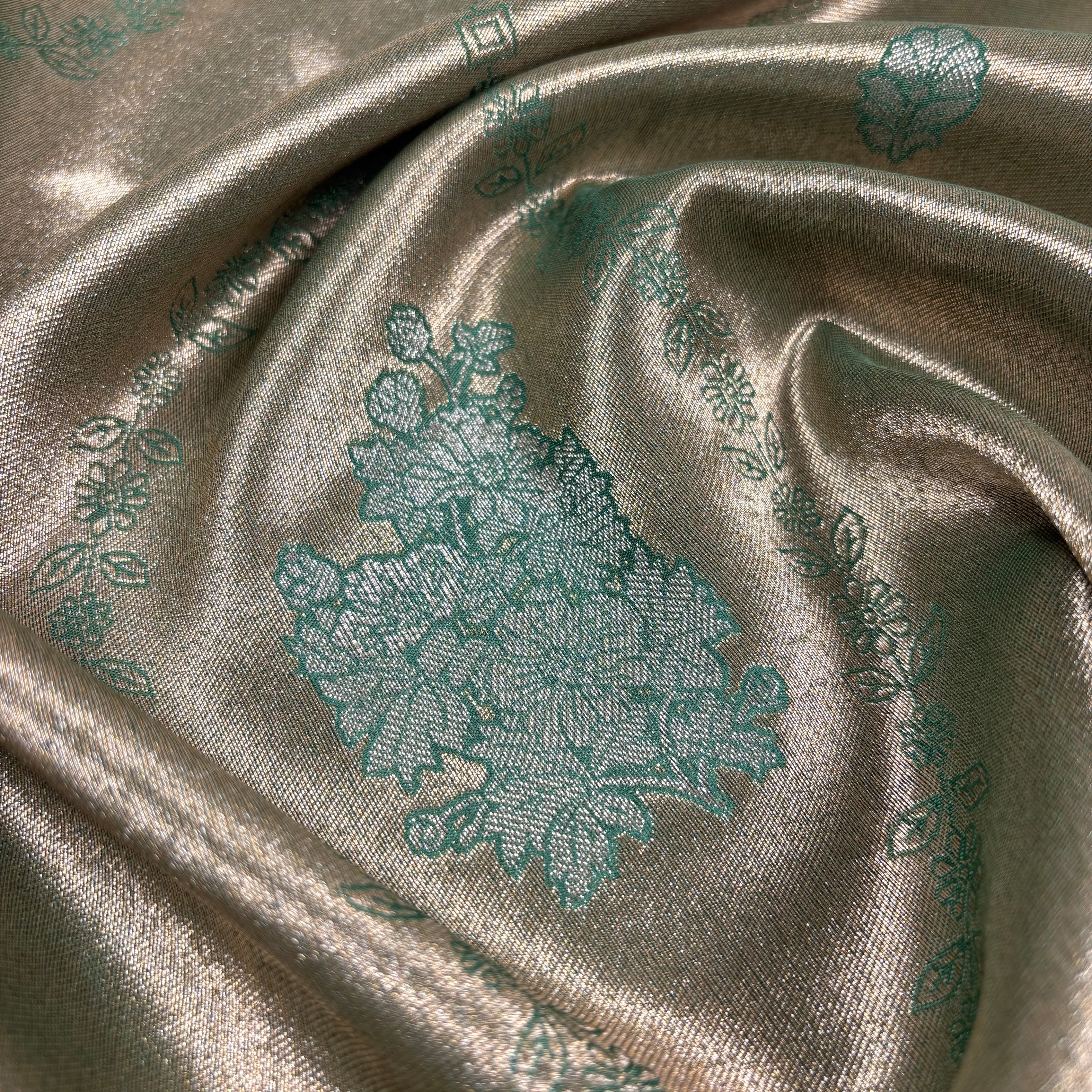 Bottle Green Banarasi Tissue Silk Saree