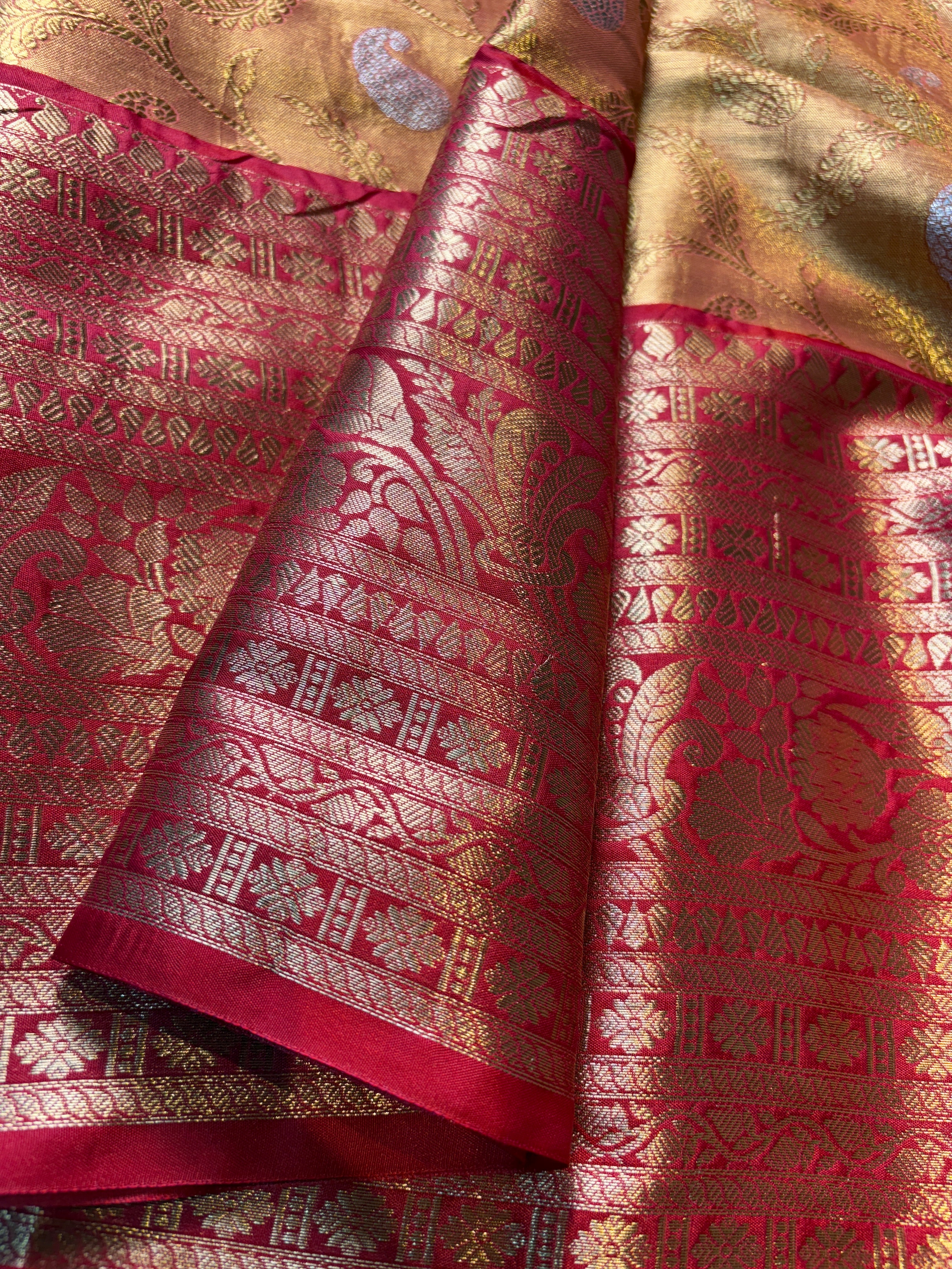 Contrast Banarasi Fancy Katan Tissue Alfi Saree