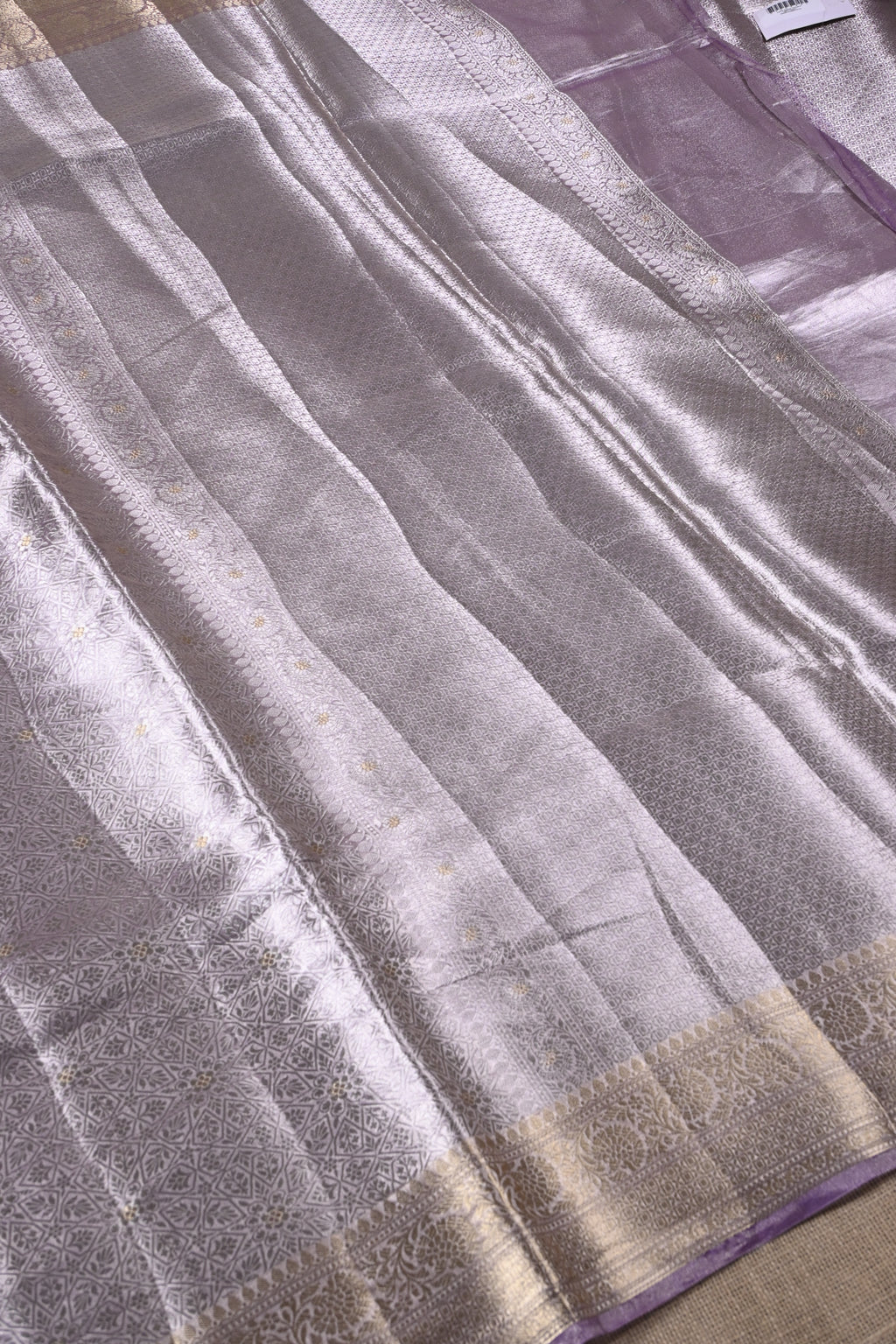 Baby Purple Pure Banarasi Molten Alfi Tissue Silk Saree