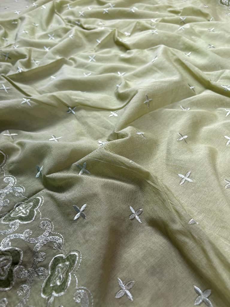 Pista Green Banarasi Cotton Suit