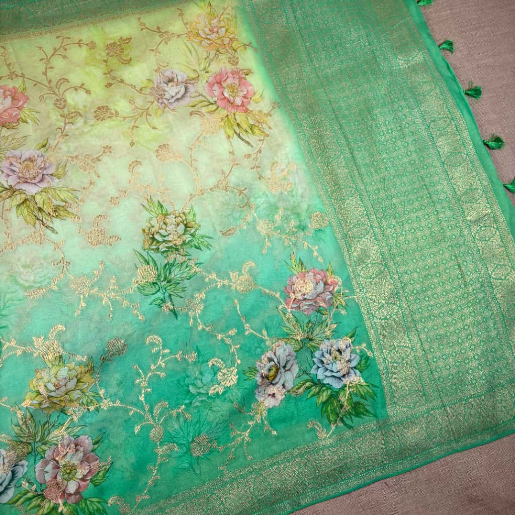 Dual Shade Banarasi Khaddi Georgette Silk Saree