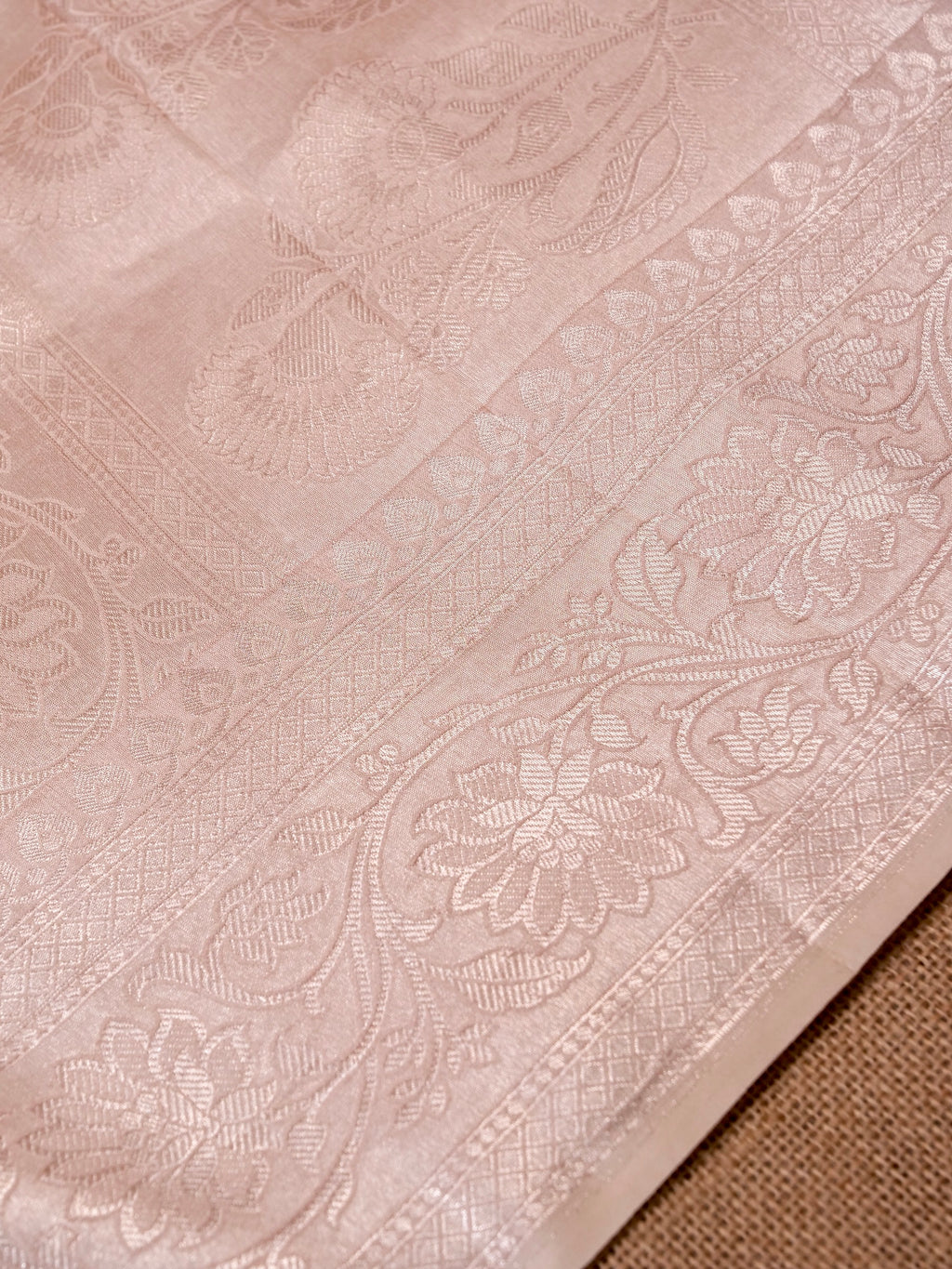 Handwoven Cream Banarasi Katan Soft Tissue Silk Saree