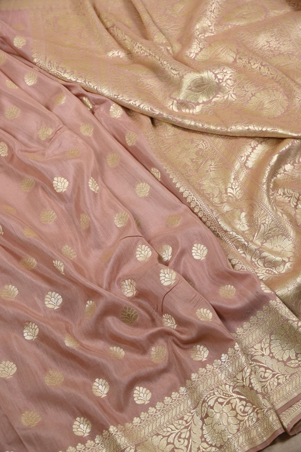 Dusty Pink Pure Moonga Silk Banarasi Saree