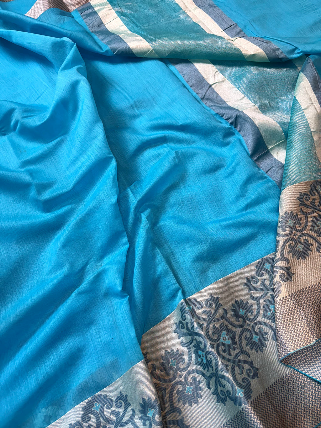 Water Blue Banarasi Fancy Mesrise Saree