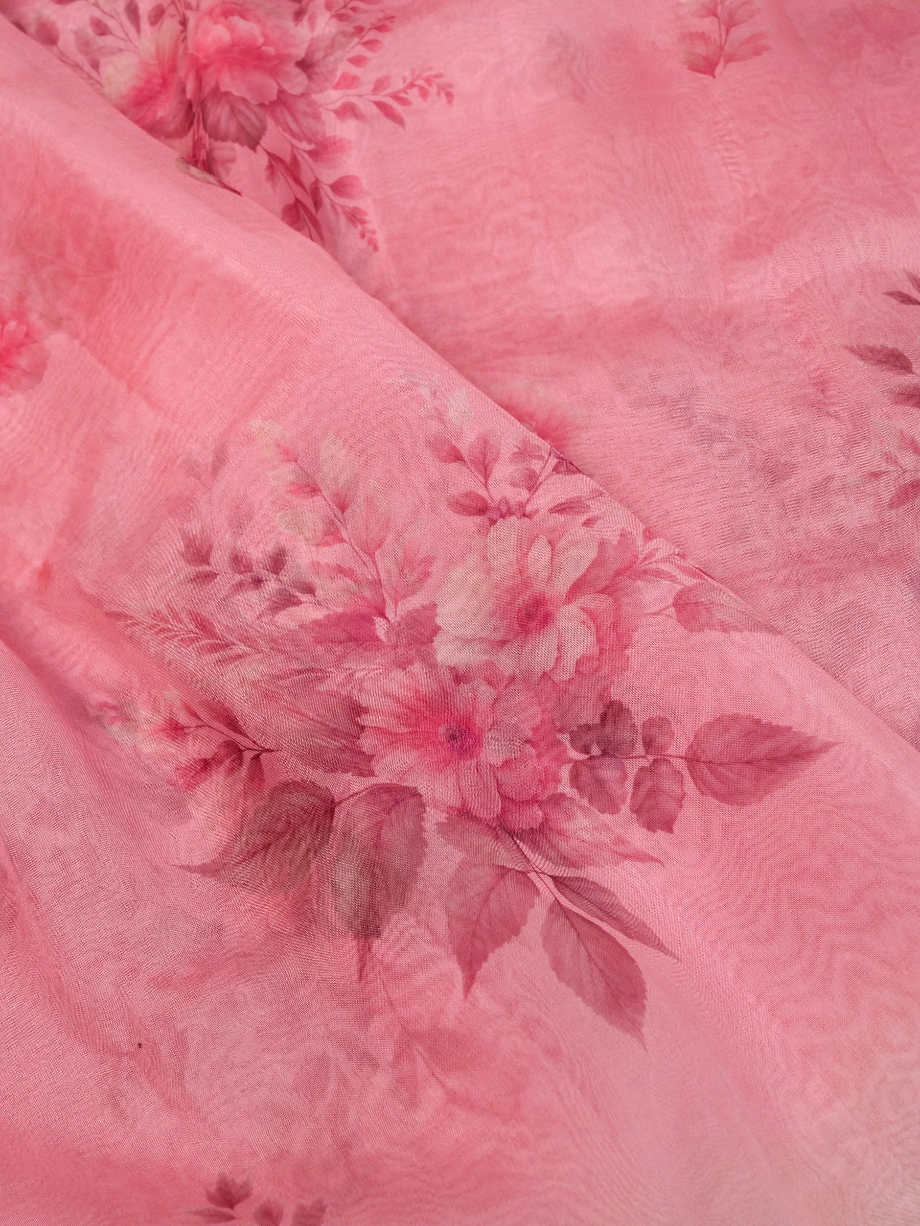 Handwoven Baby Pink Banarasi Organza Silk Saree