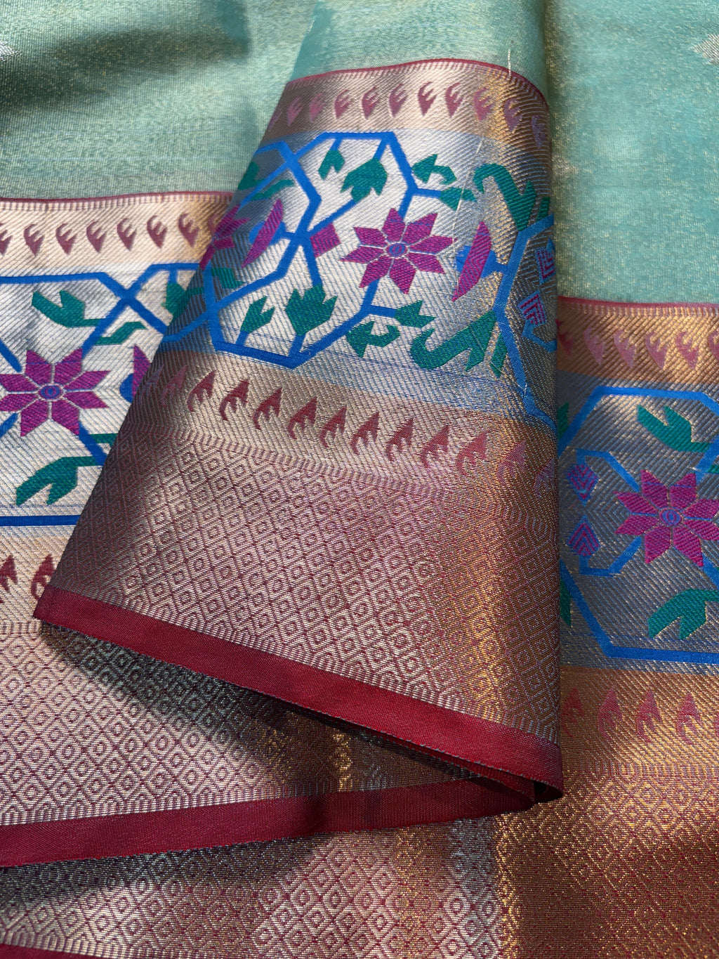 Contrast Banarasi Fancy Tissue Meena Silk Saree