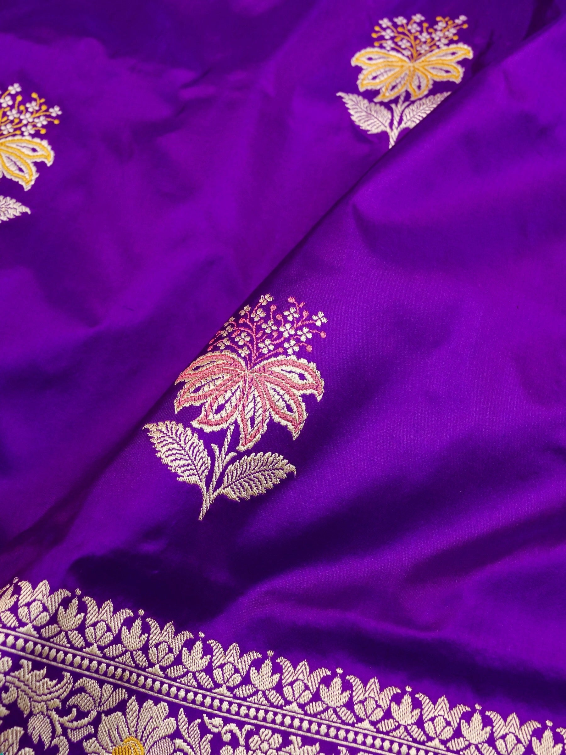 Handwoven Purple Banarasi Katan Silk Saree