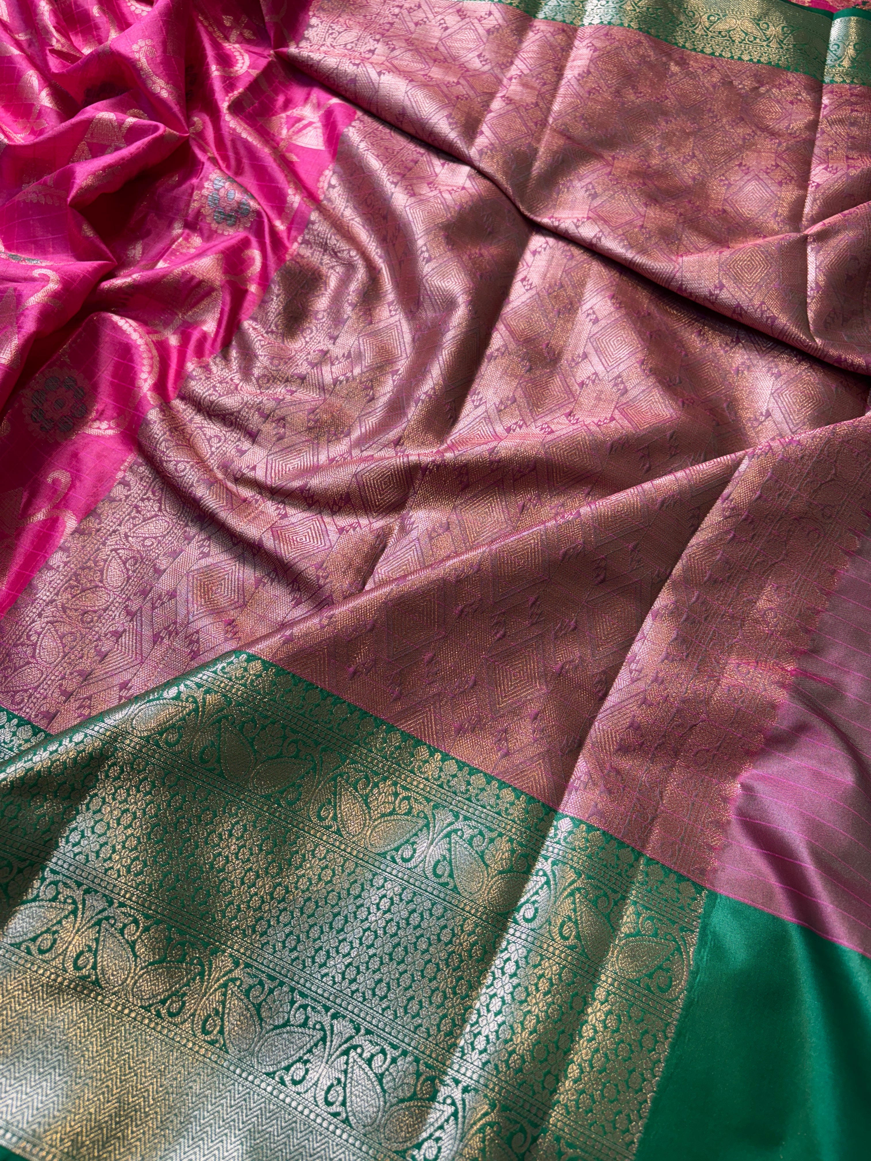 Contrast Banarasi Fancy Katan Meena Saree