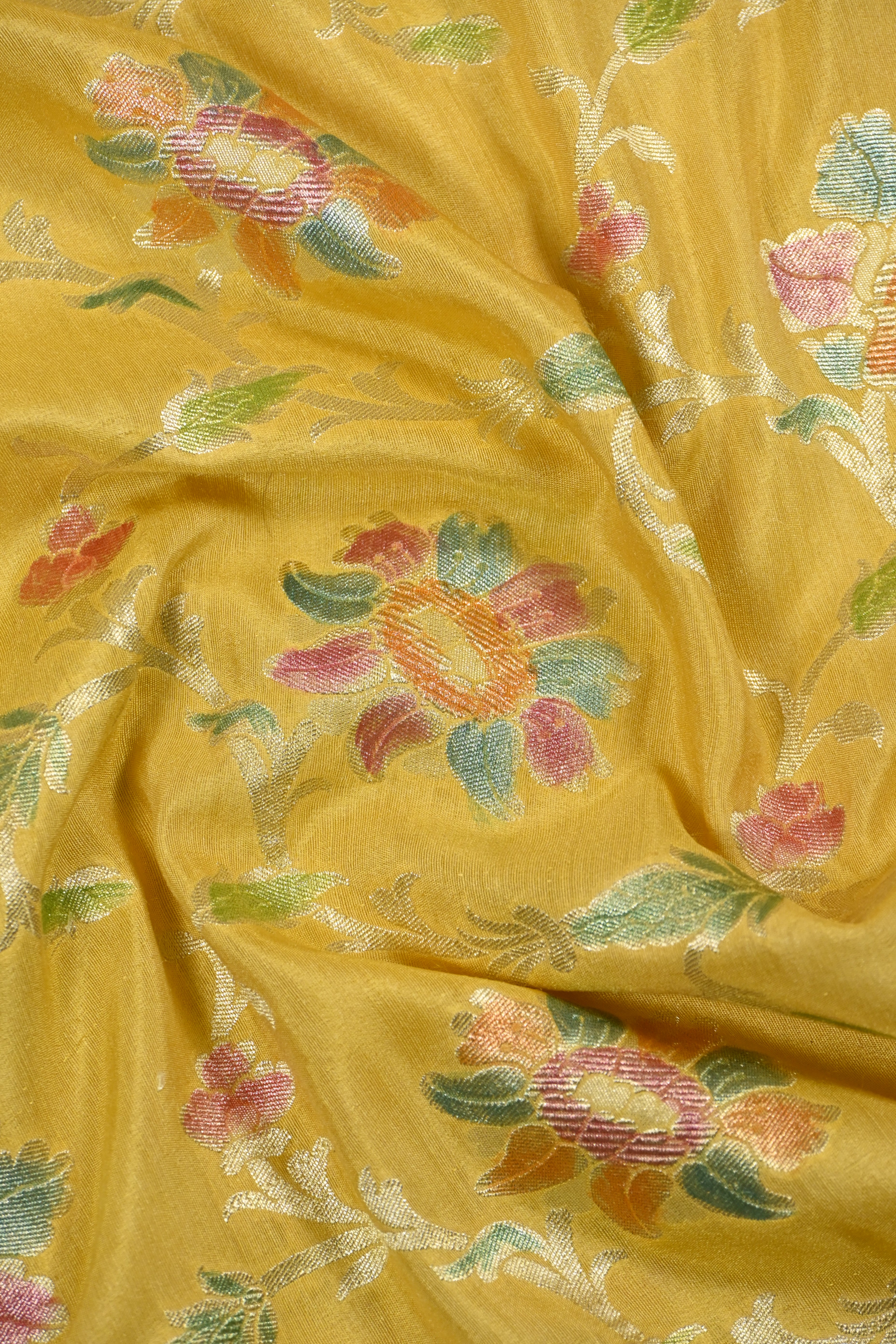 Mustard Yellow Pure Moonga Silk Banarasi Saree
